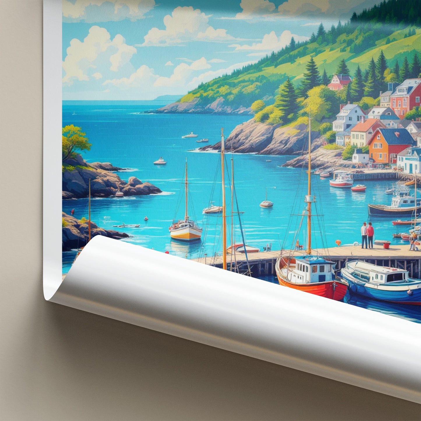 Wolin Poster - Poland Travel Art - Coastal Village Harbor Home Decor
