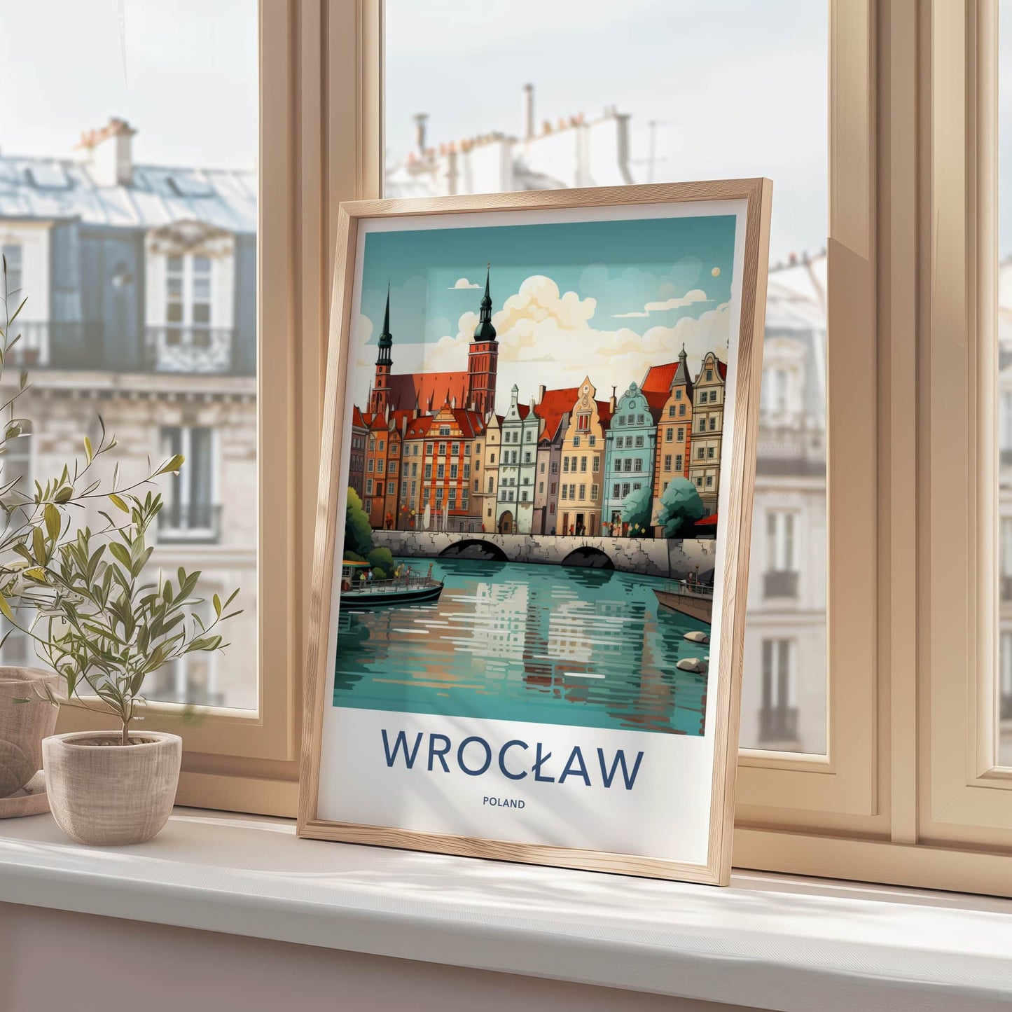 Wroclaw Poster - Poland Art Print - Historic Riverfront City Home Decor
