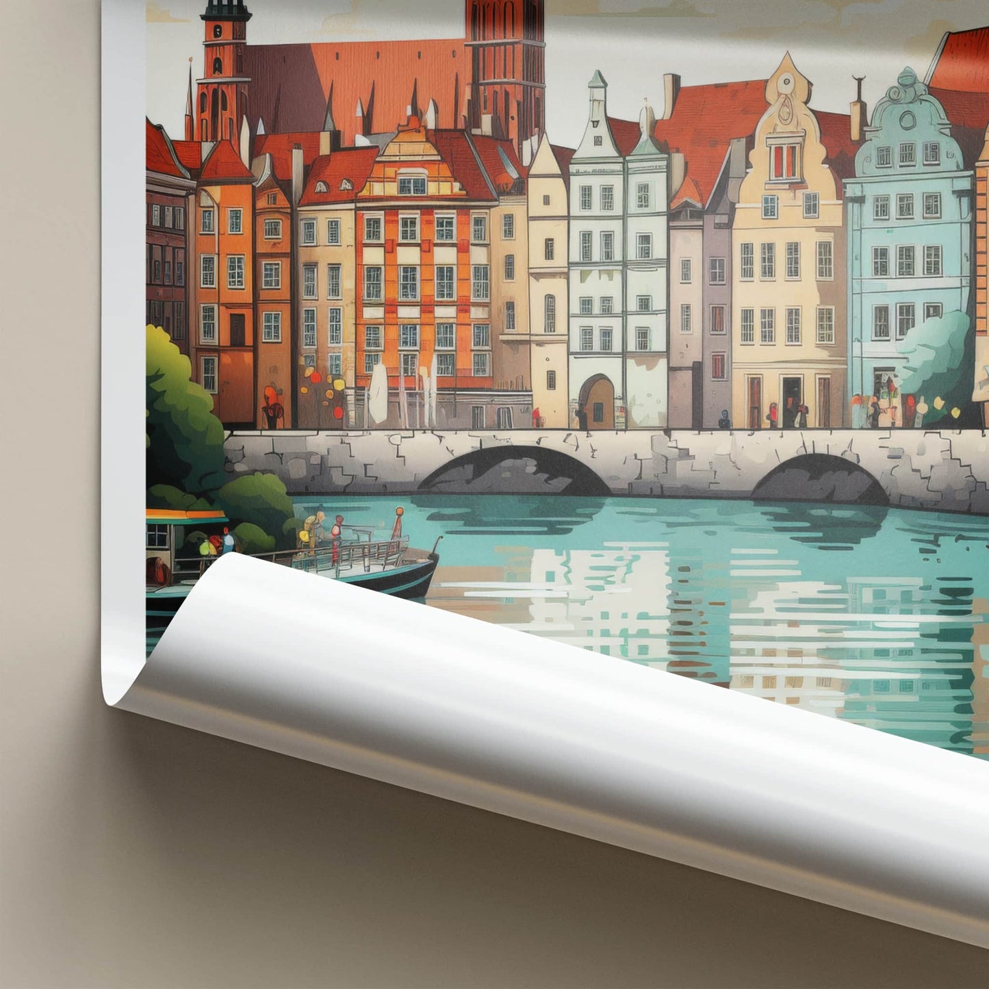 Wroclaw Poster - Poland Art Print - Historic Riverfront City Home Decor