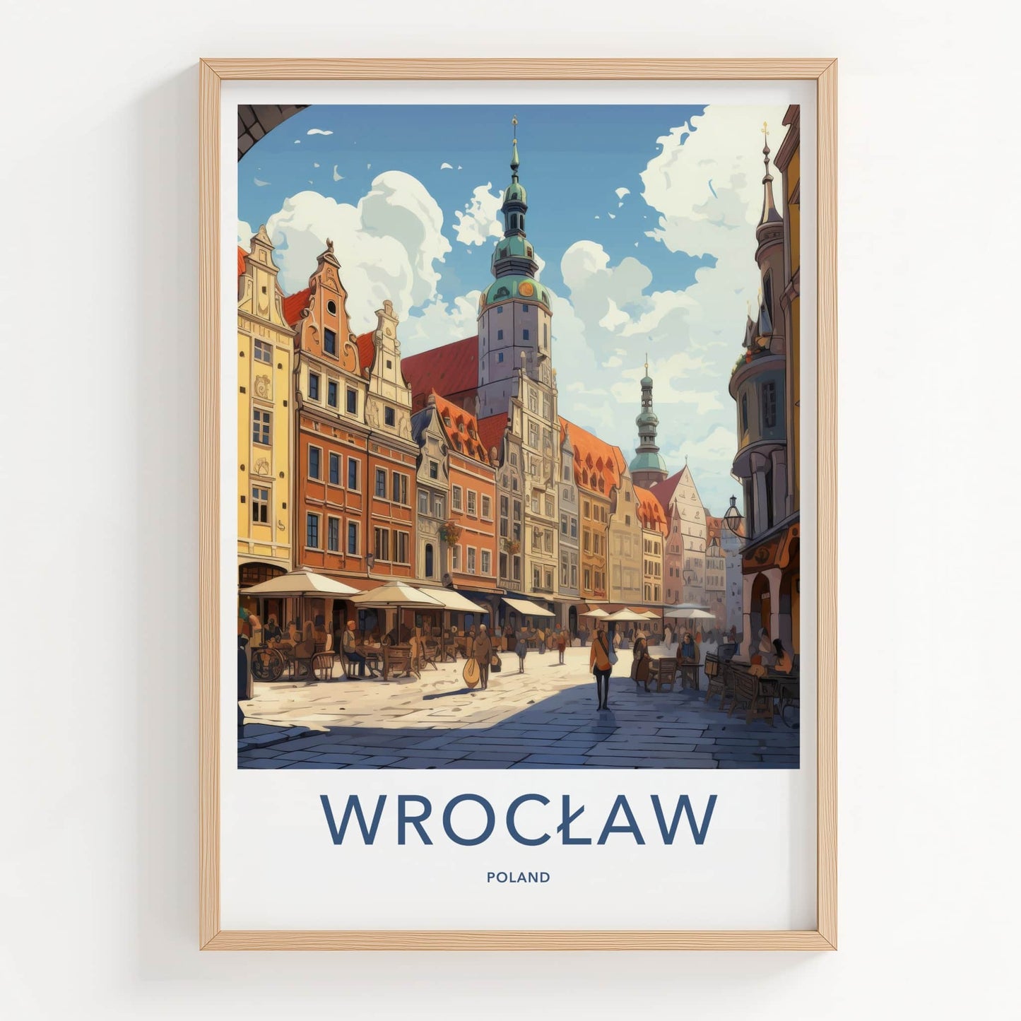 Wroclaw Poster - Poland Travel Art - Bustling City Square Home Decor