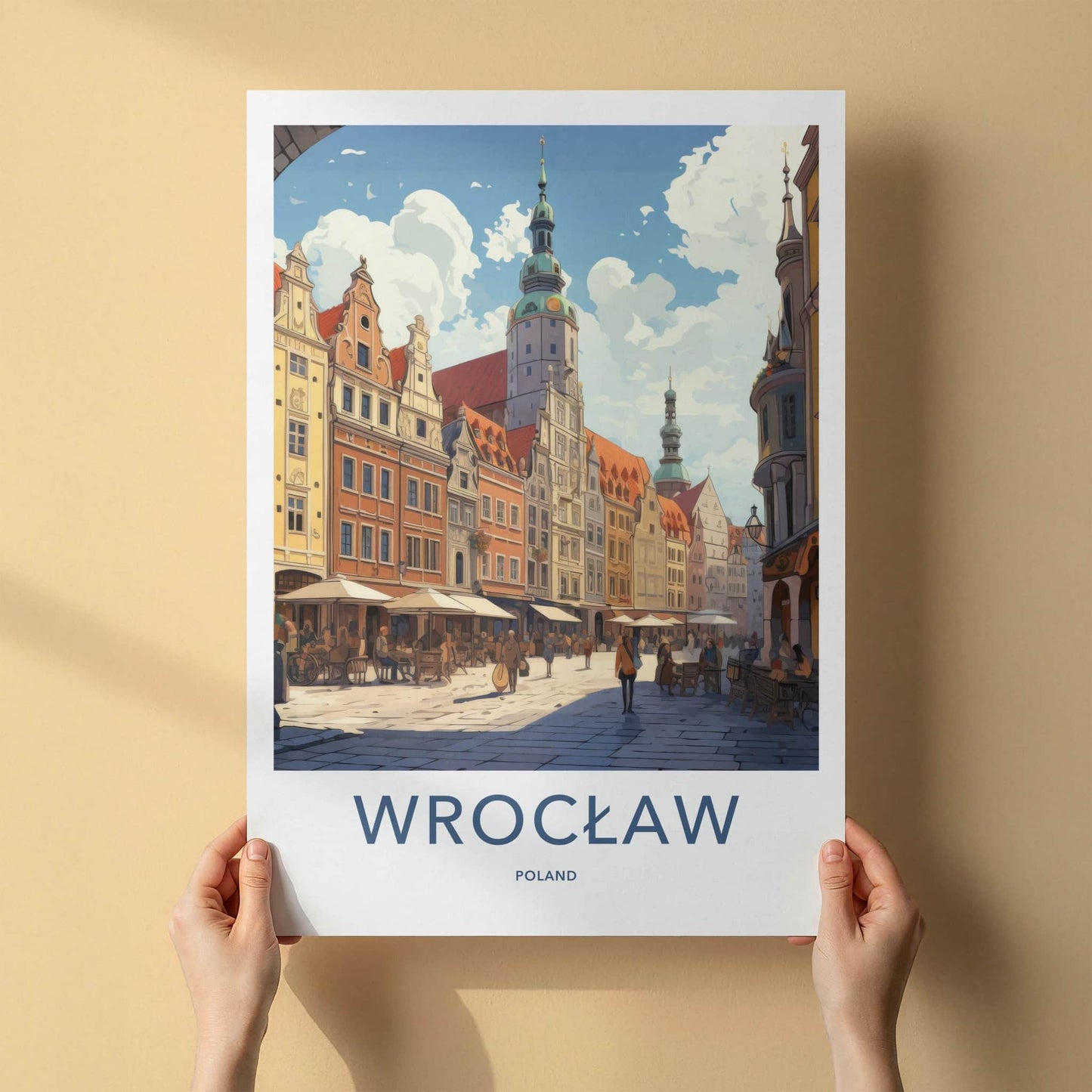 Wroclaw Poster - Poland Travel Art - Bustling City Square Home Decor