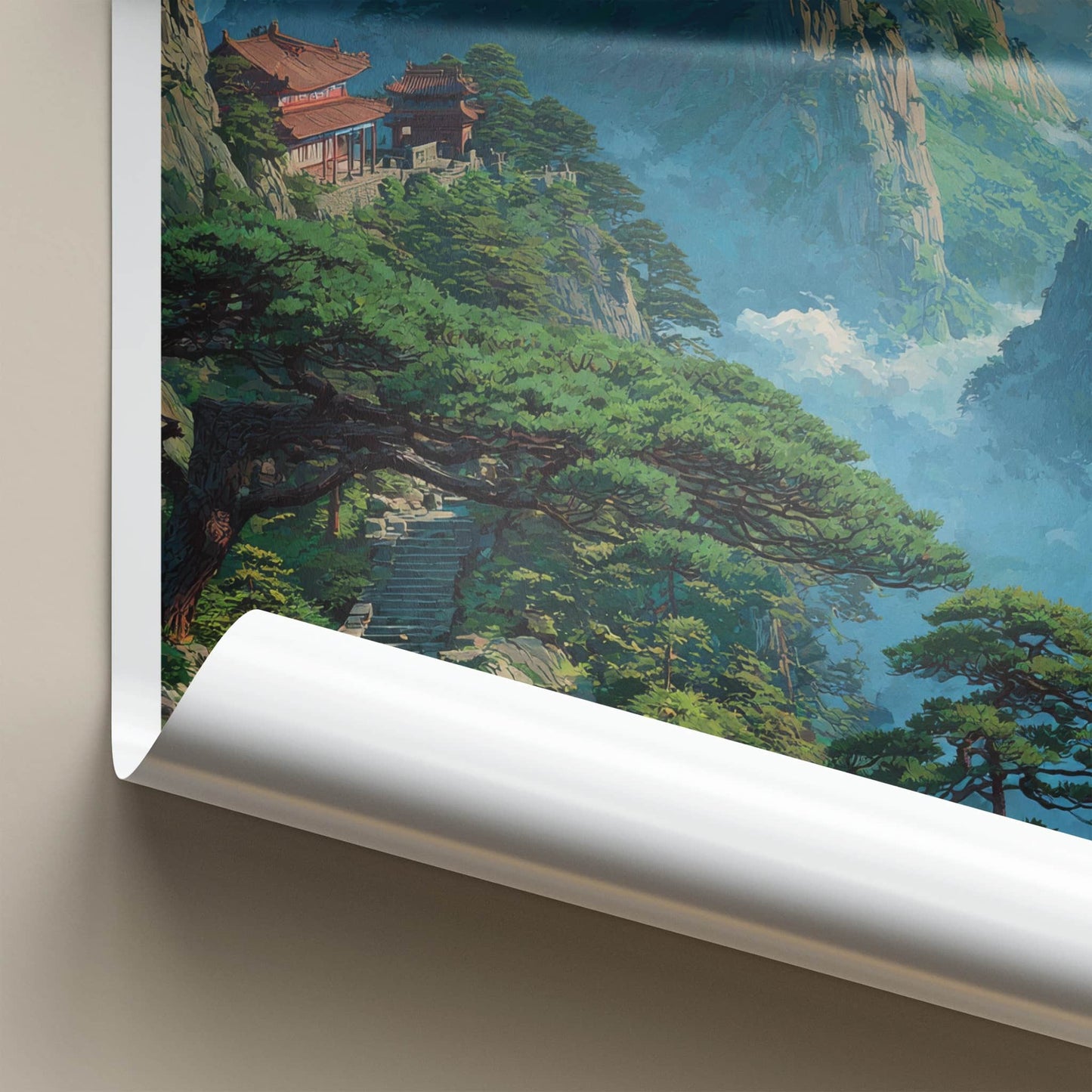 Wudang Shan Poster - China Art Print - Mountains Temples Trees Home Decor