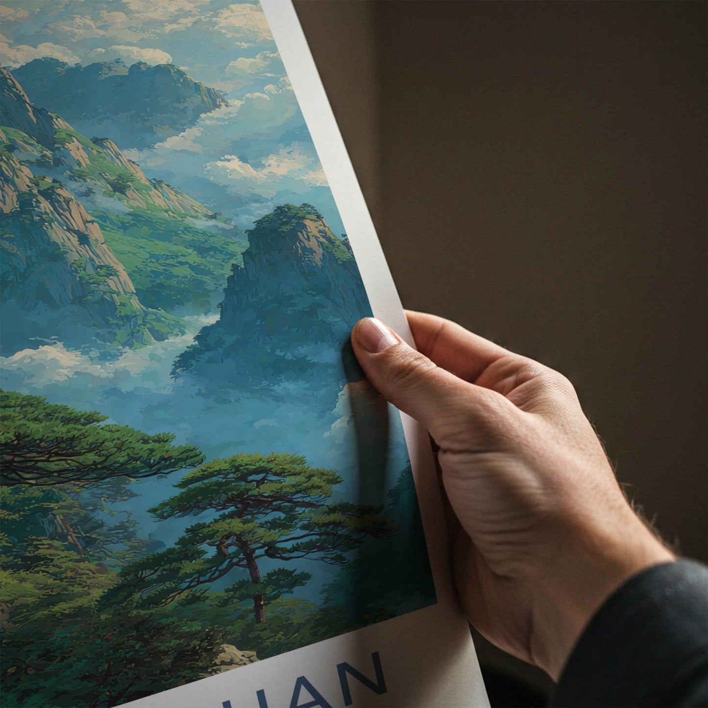 Wudang Shan Poster - China Art Print - Mountains Temples Trees Home Decor