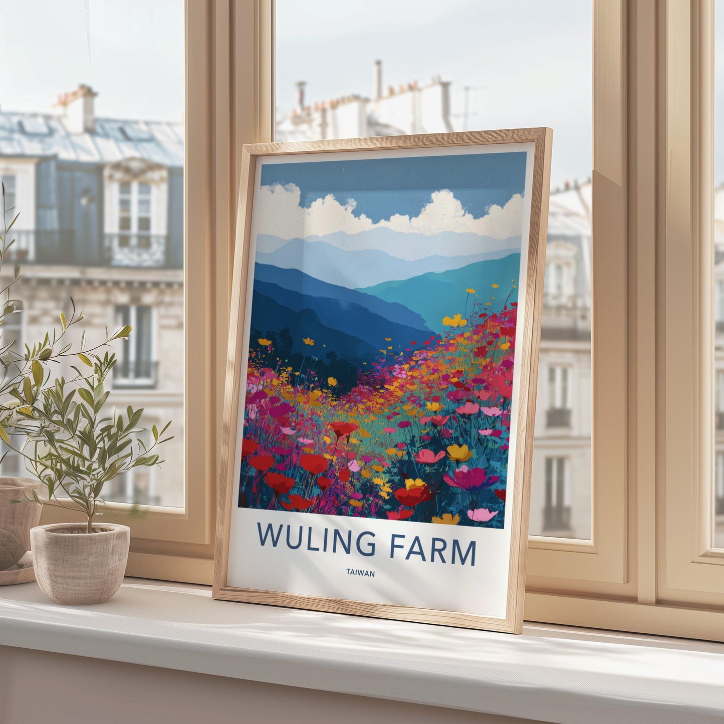 Wuling Farm Poster - Taiwan Travel Print - Vibrant Flower Landscape Wall Decor