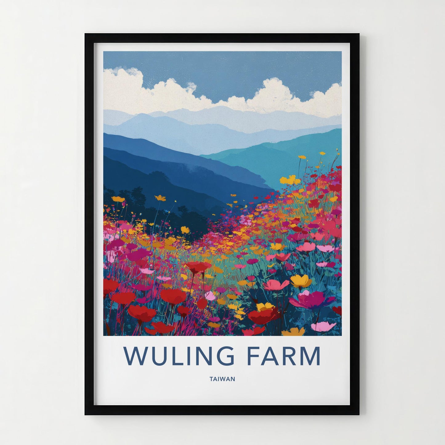 Wuling Farm Poster - Taiwan Travel Print - Vibrant Flower Landscape Wall Decor