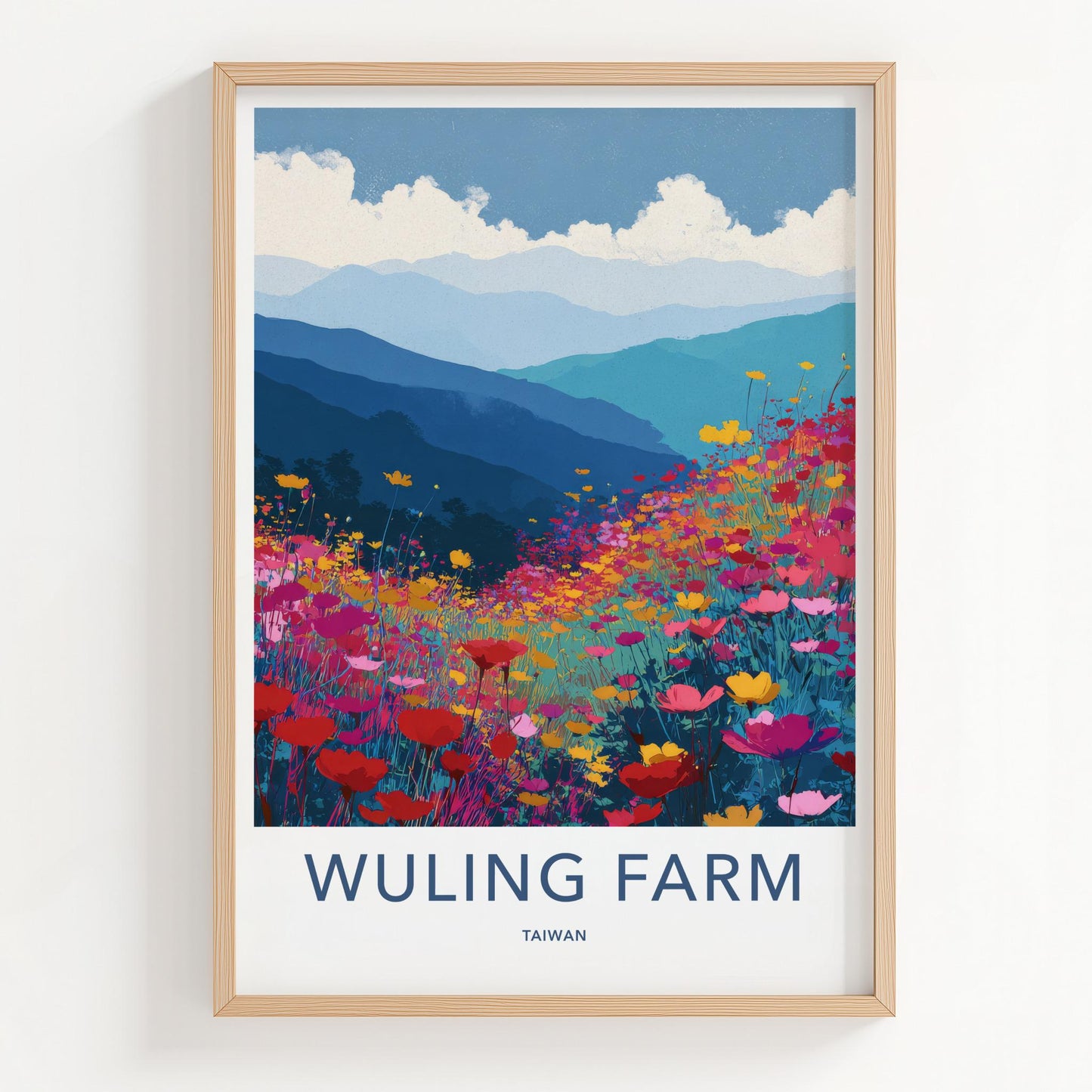 Wuling Farm Poster - Taiwan Travel Print - Vibrant Flower Landscape Wall Decor