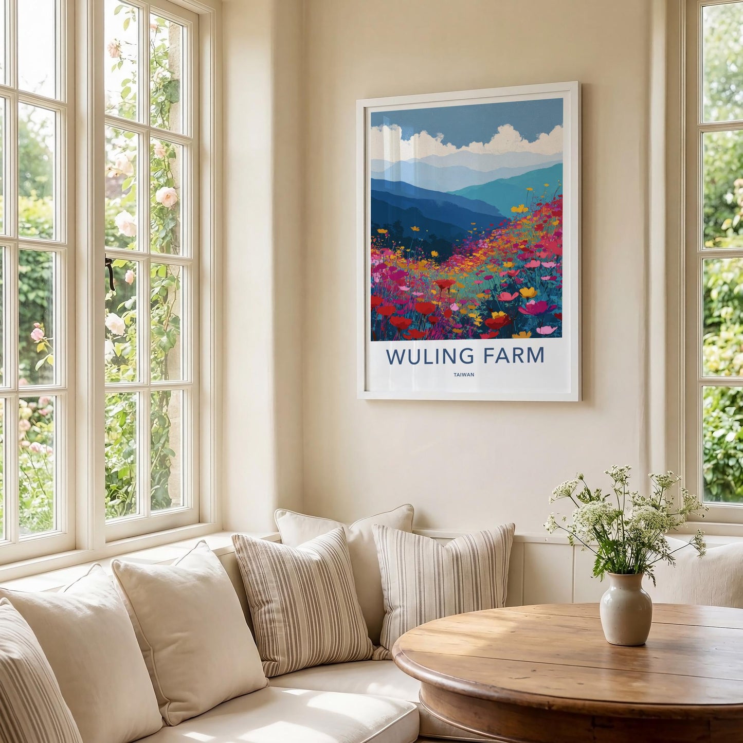 Wuling Farm Poster - Taiwan Travel Print - Vibrant Flower Landscape Wall Decor
