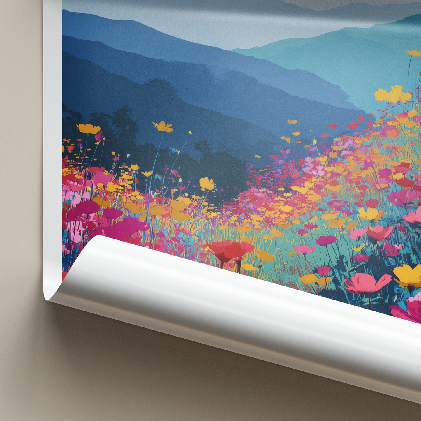 Wuling Farm Poster - Taiwan Travel Print - Vibrant Flower Landscape Wall Decor
