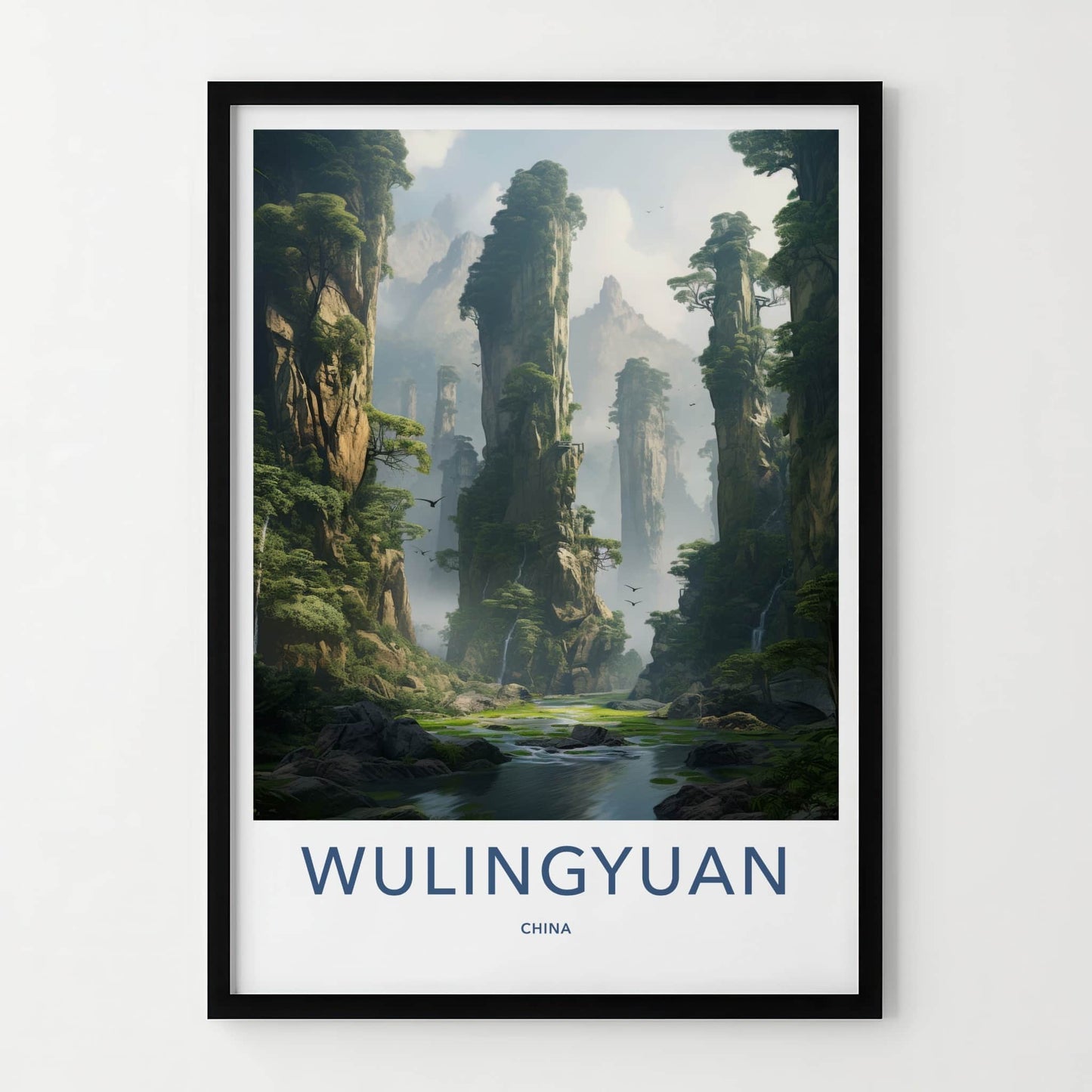 Wulingyuan Poster - China Travel Art - Towering Green Karst Home Decor