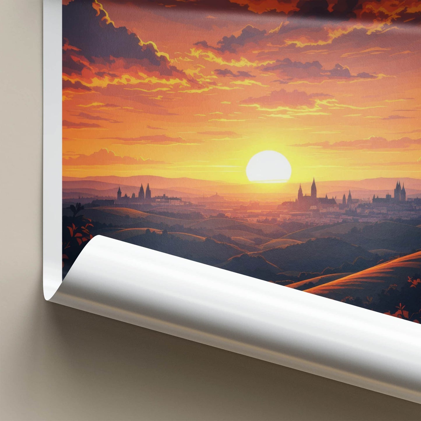 Wurttemberg Poster - Germany Wall Art - Fiery Sunset Skyline Home Decor