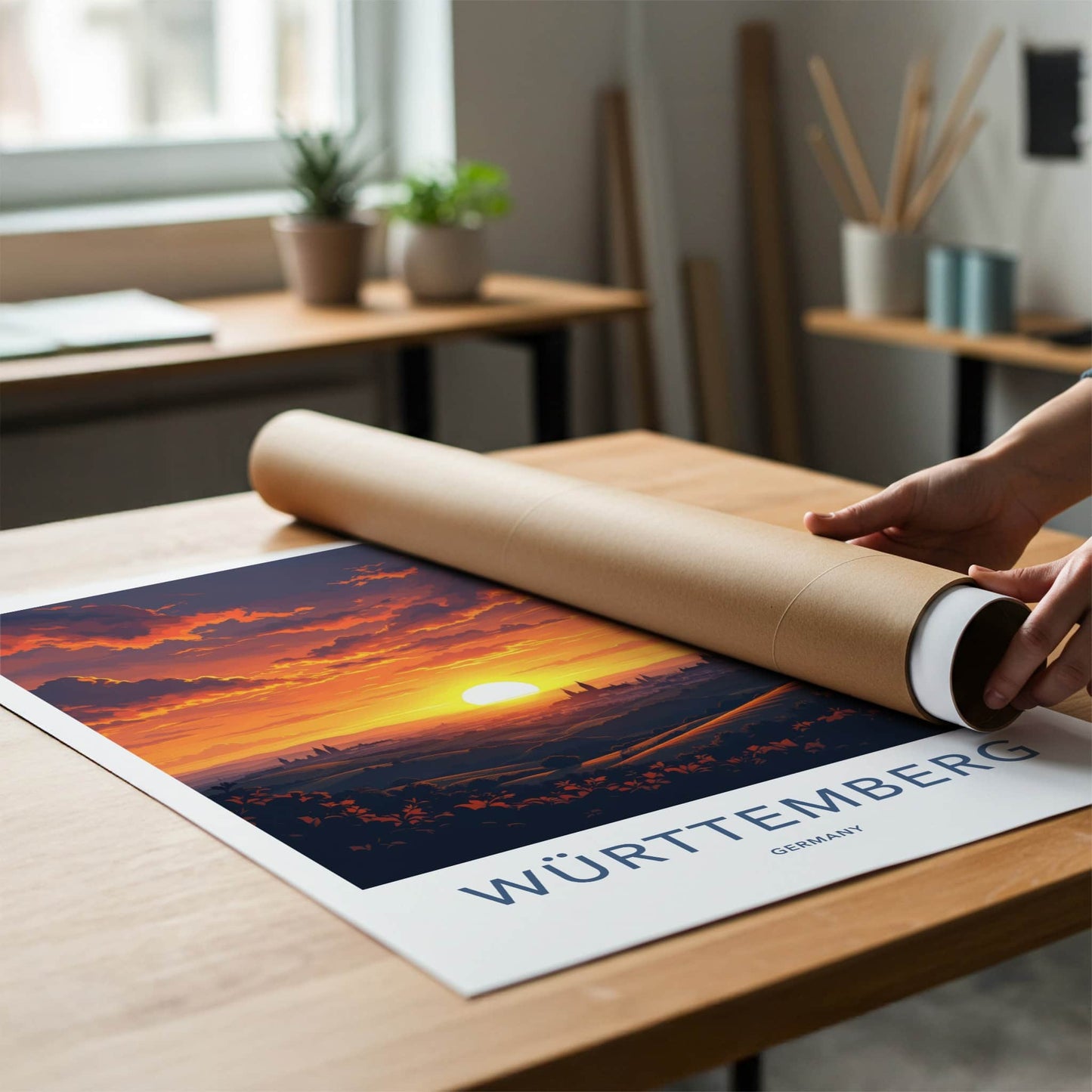 Wurttemberg Poster - Germany Wall Art - Fiery Sunset Skyline Home Decor