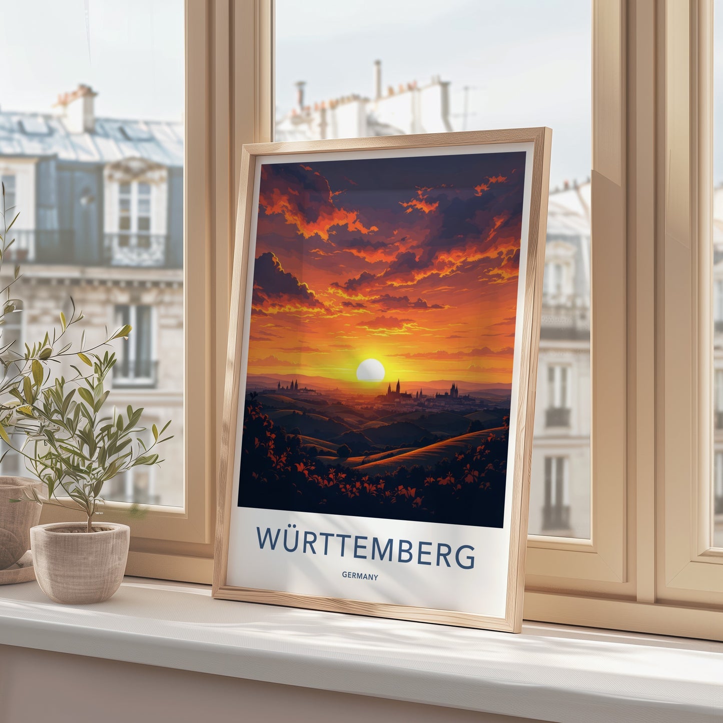 Wurttemberg Poster - Germany Wall Art - Fiery Sunset Skyline Home Decor