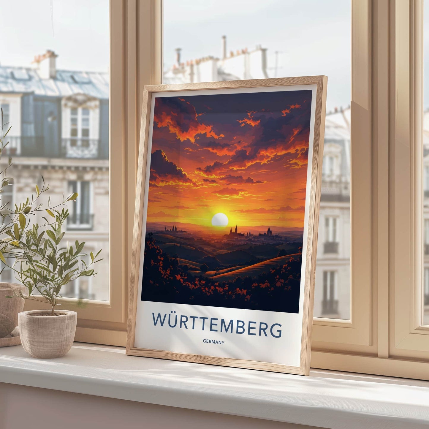 Wurttemberg Poster - Germany Wall Art - Fiery Sunset Skyline Home Decor