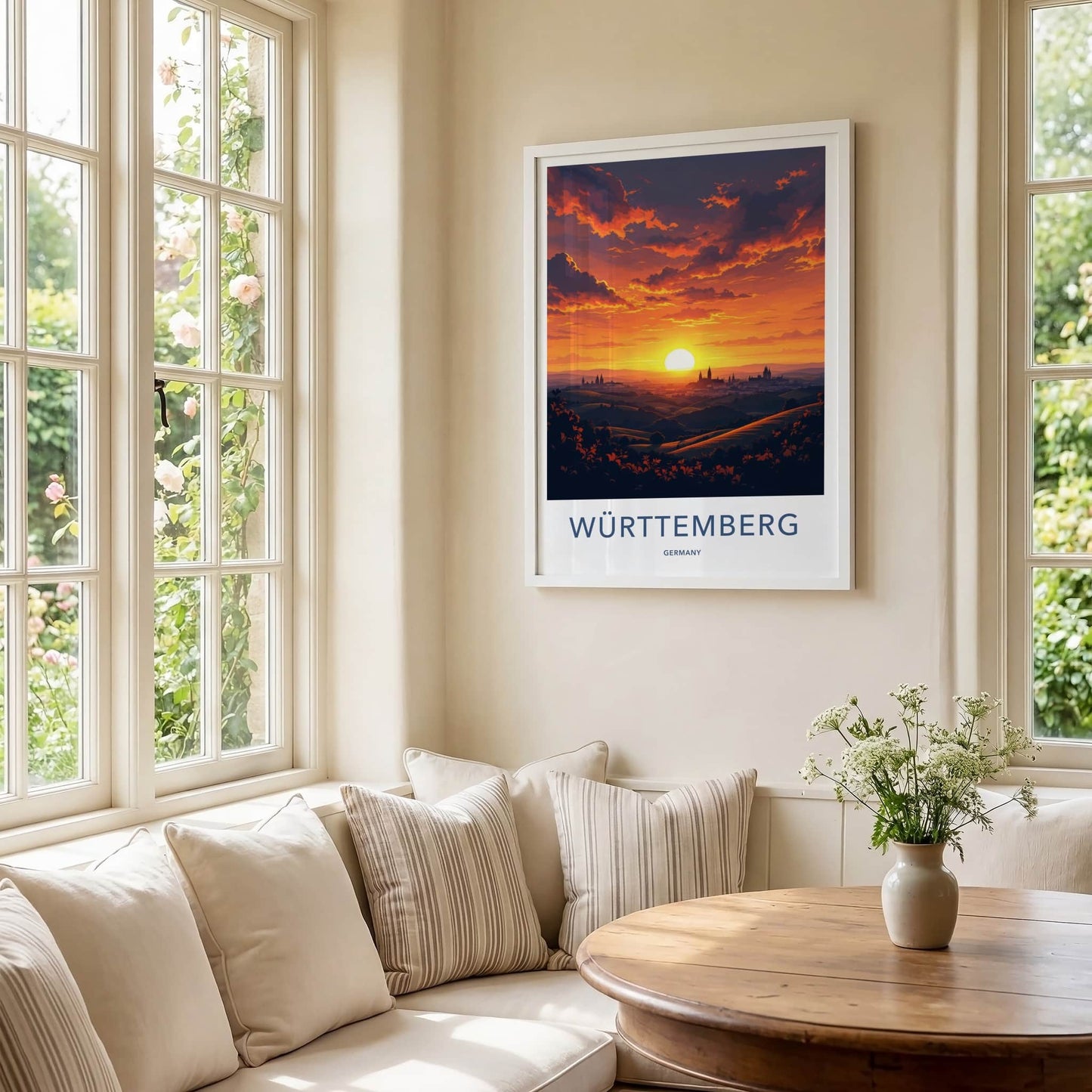 Wurttemberg Poster - Germany Wall Art - Fiery Sunset Skyline Home Decor