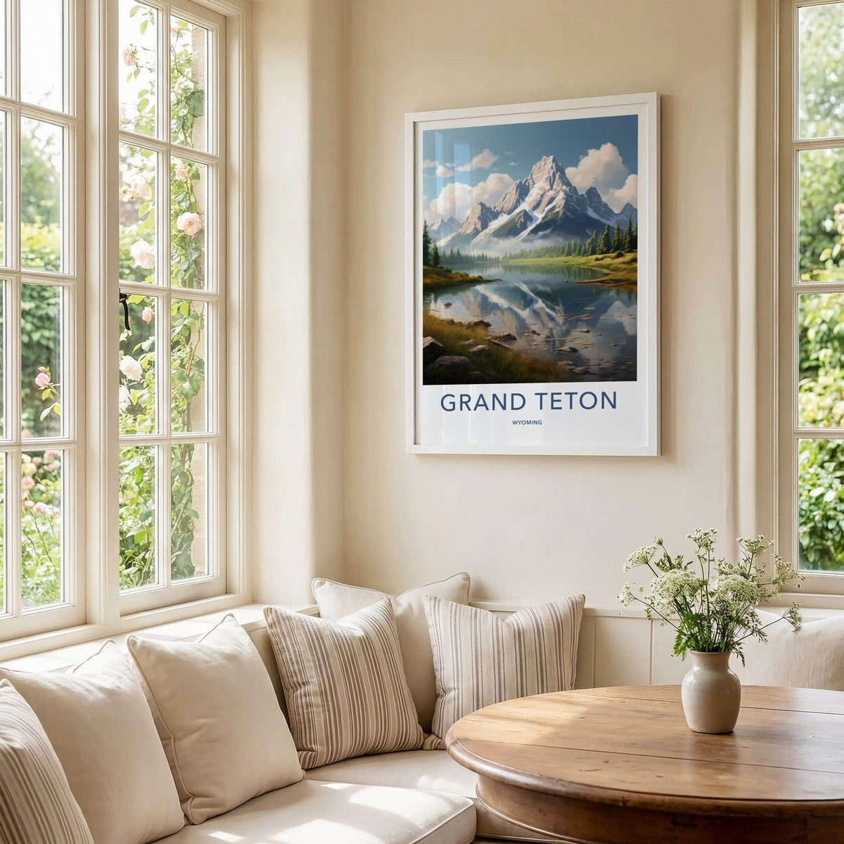 Wyoming Poster - Scenic Mountain Wall Art With Serene Lake Landscape