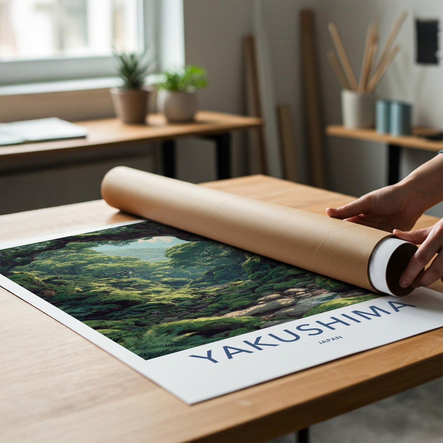 Yakushima Poster - Japan Travel Art - Lush Mossy Forest Home Decor