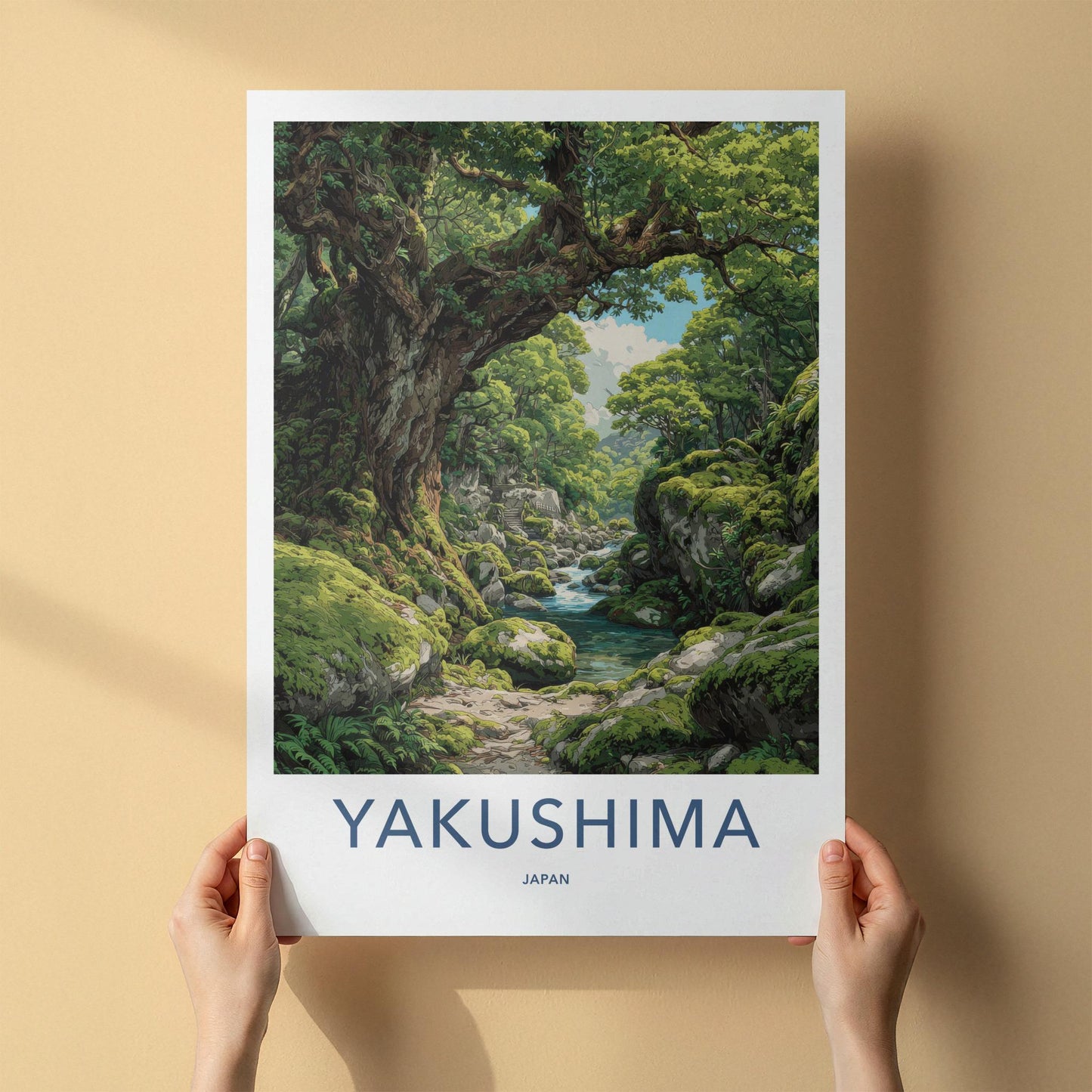 Yakushima Poster - Japan Travel Art - Lush Mossy Forest Wall Decor