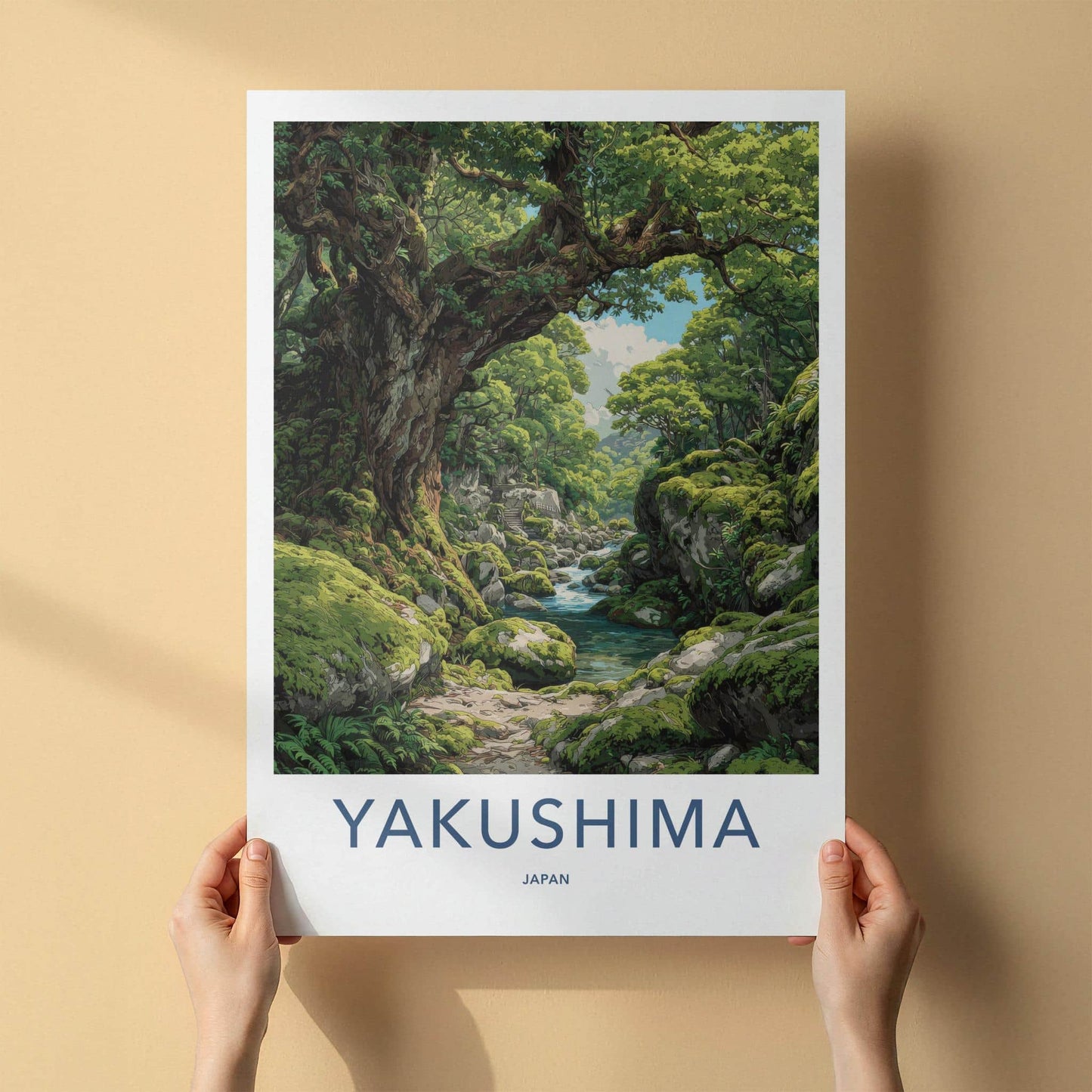 Yakushima Poster - Japan Travel Art - Lush Mossy Forest Wall Decor