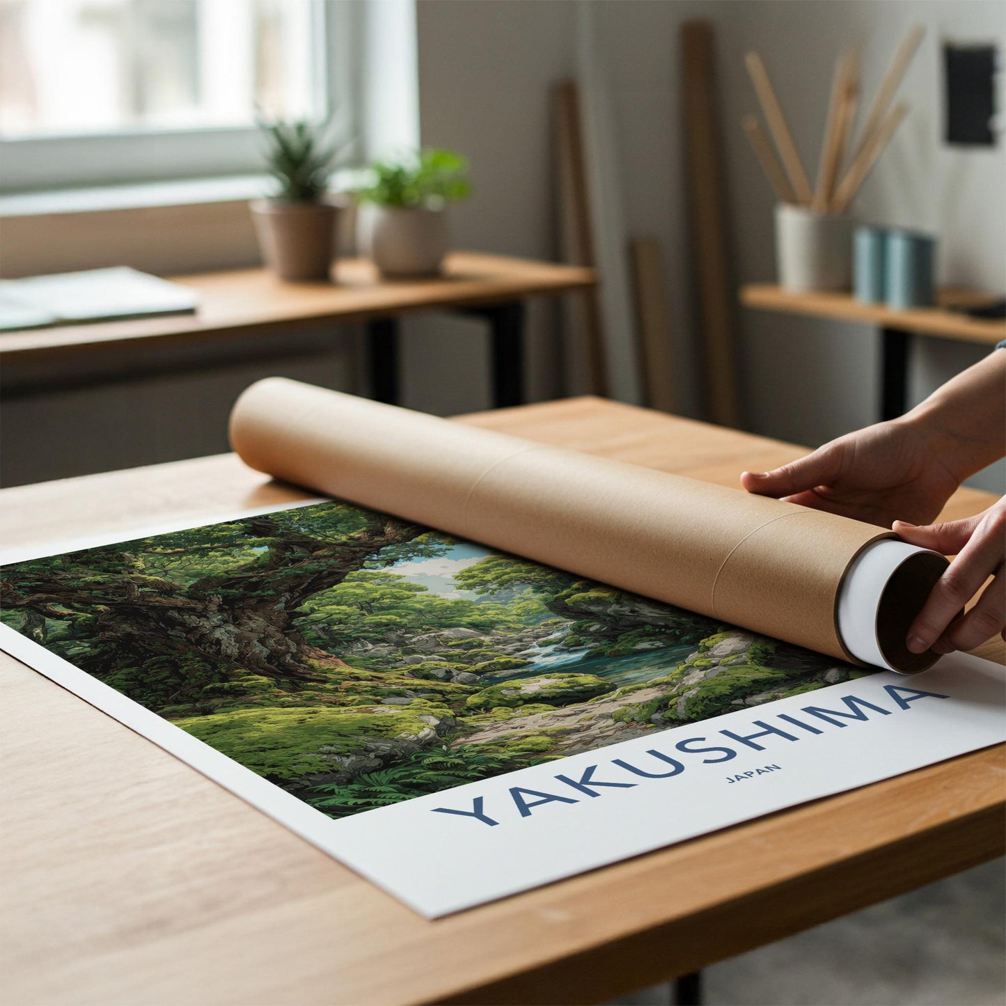 Yakushima Poster - Japan Travel Art - Lush Mossy Forest Wall Decor