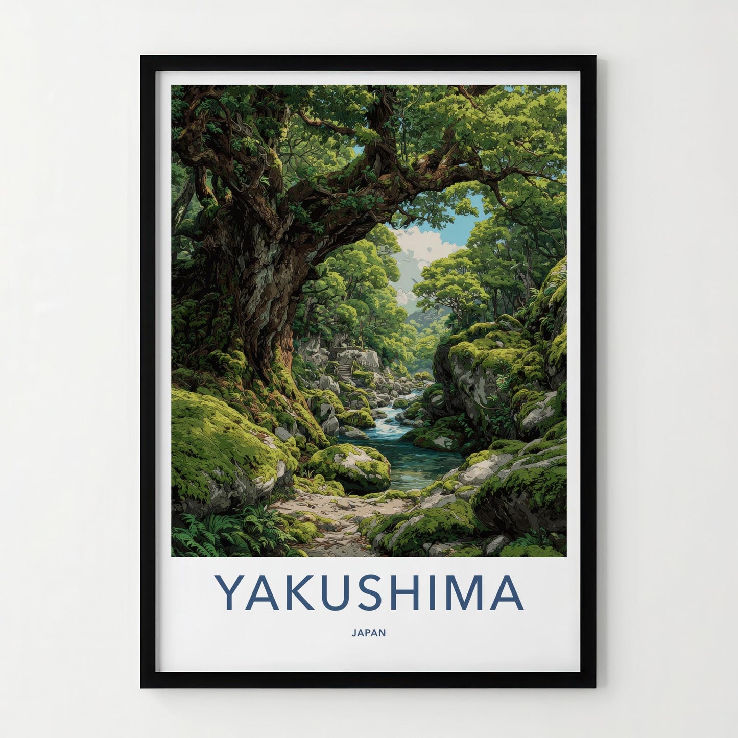 Yakushima Poster - Japan Travel Art - Lush Mossy Forest Wall Decor