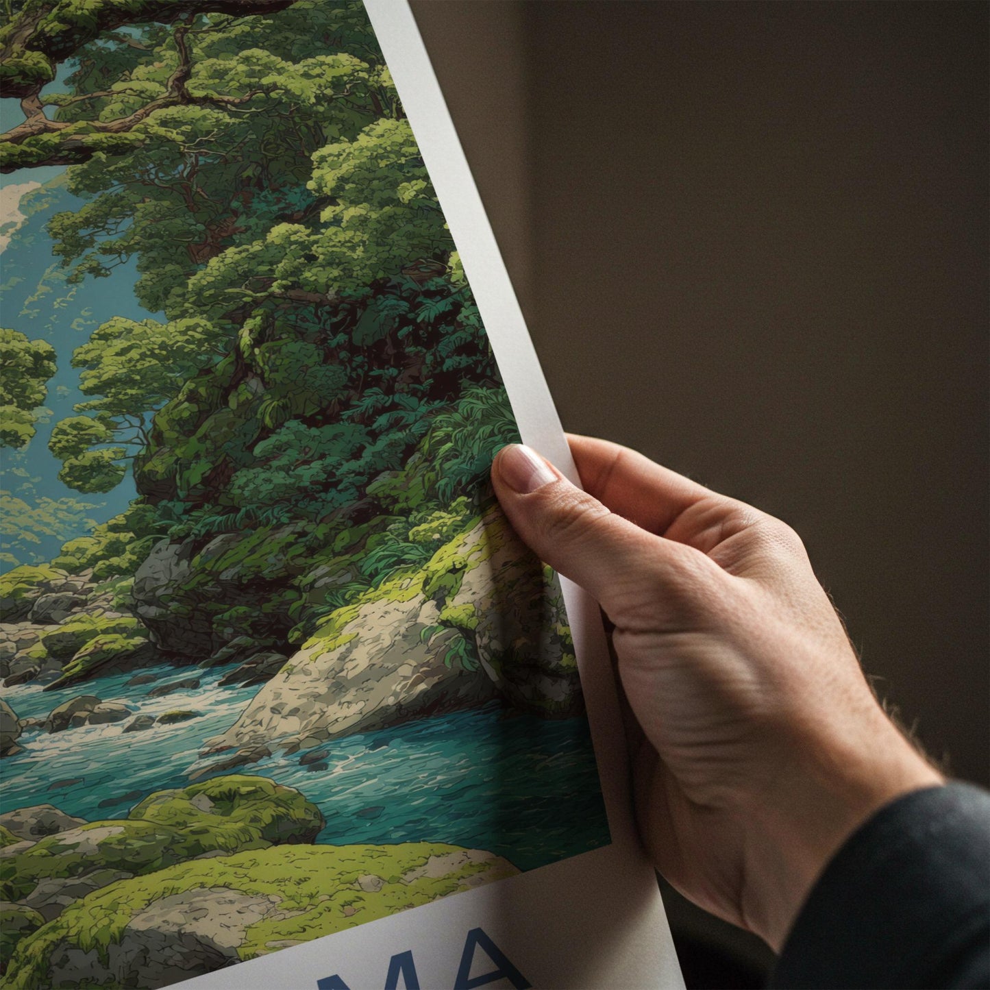 Yakushima Poster - Japan Travel Art - Lush Mossy River Home Decor