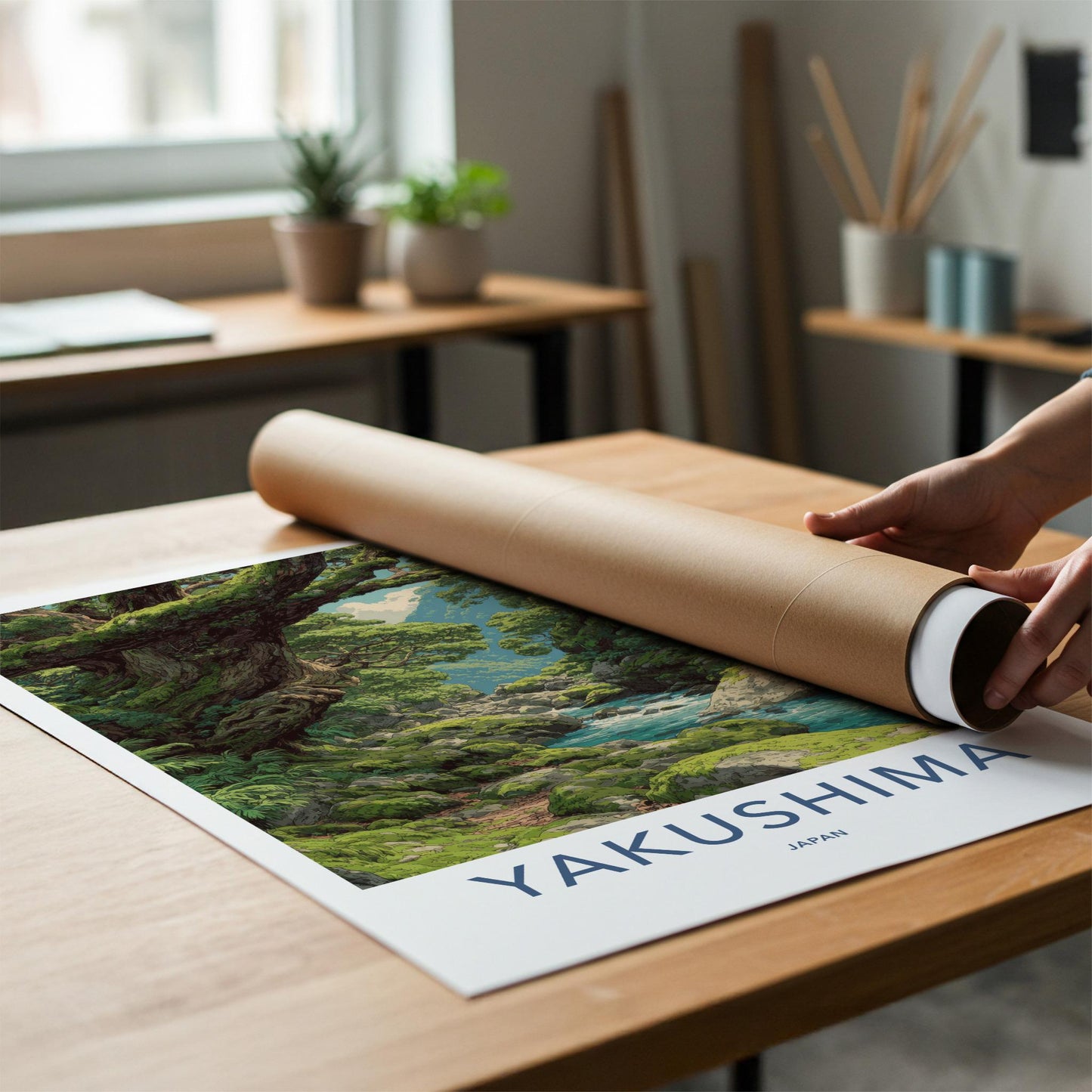 Yakushima Poster - Japan Travel Art - Lush Mossy River Home Decor