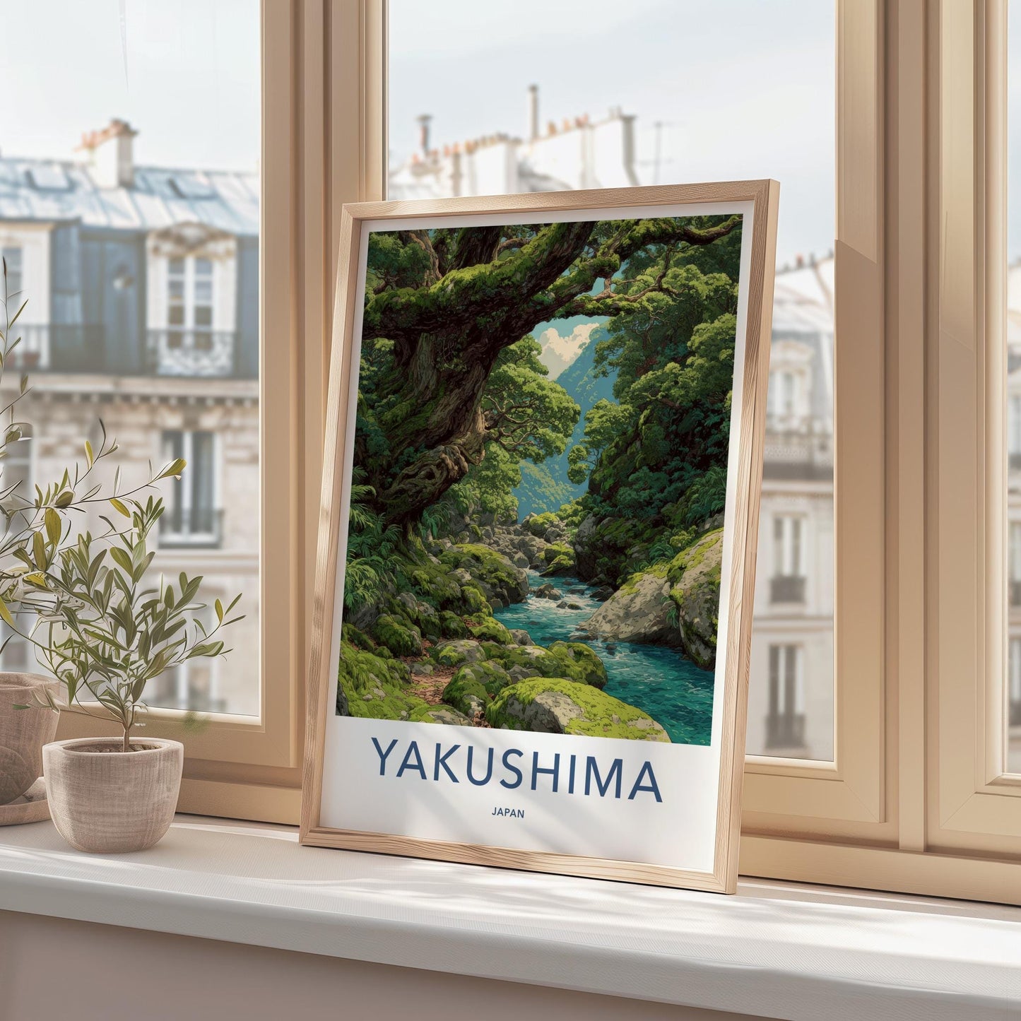 Yakushima Poster - Japan Travel Art - Lush Mossy River Home Decor