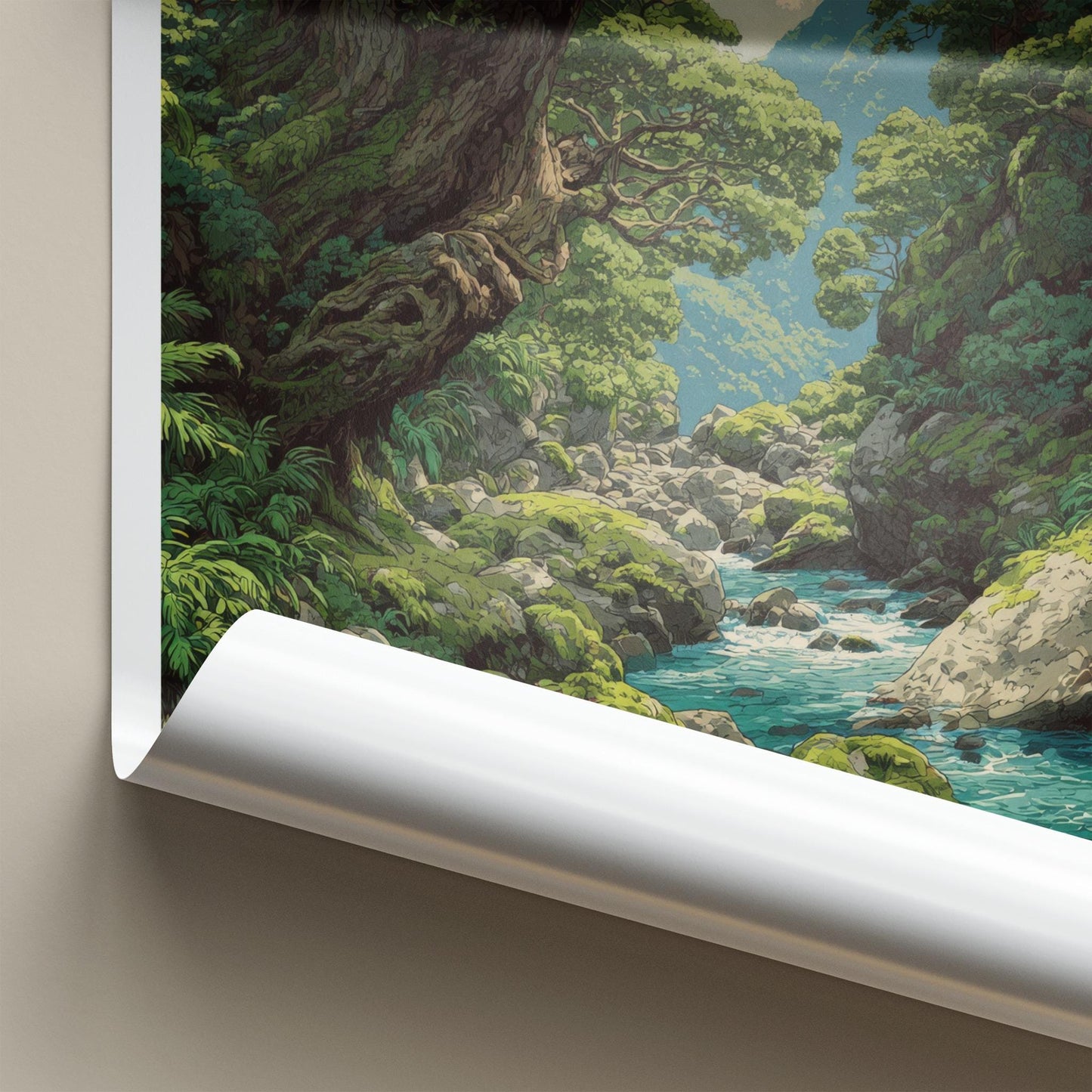 Yakushima Poster - Japan Travel Art - Lush Mossy River Home Decor