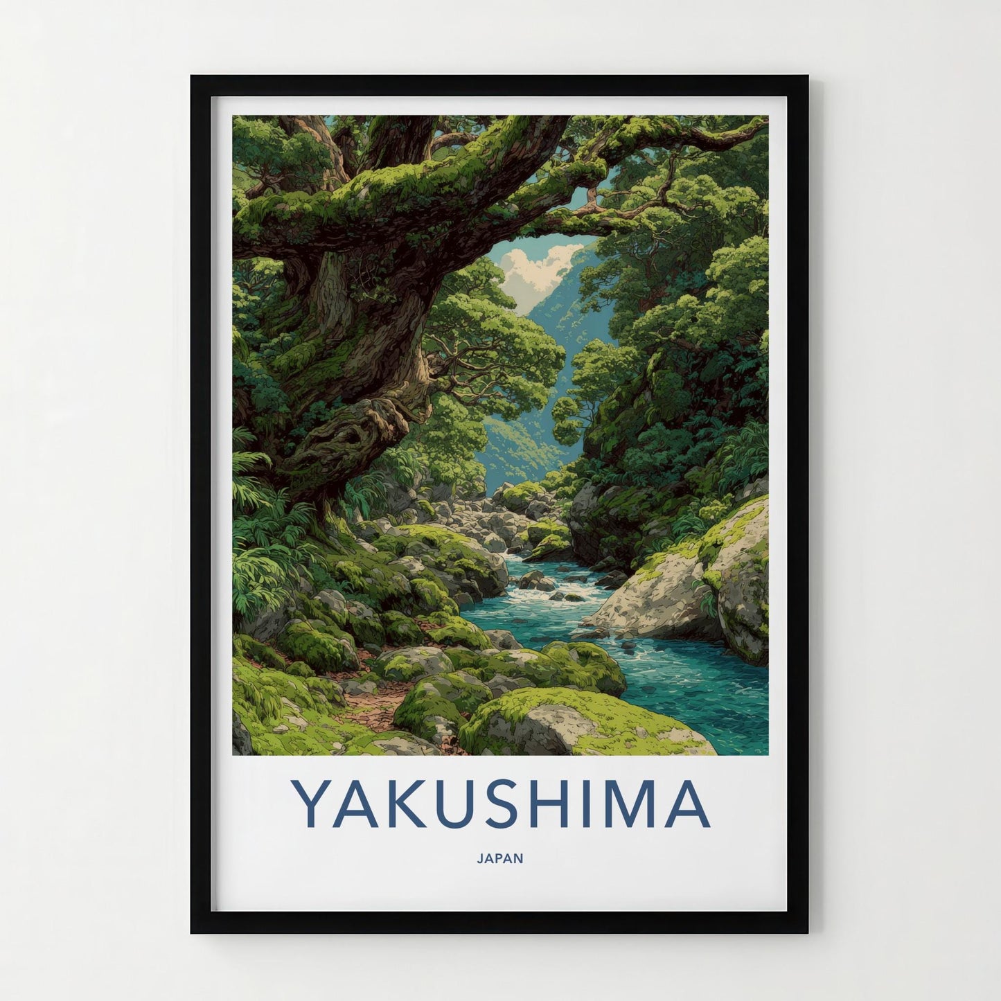 Yakushima Poster - Japan Travel Art - Lush Mossy River Home Decor