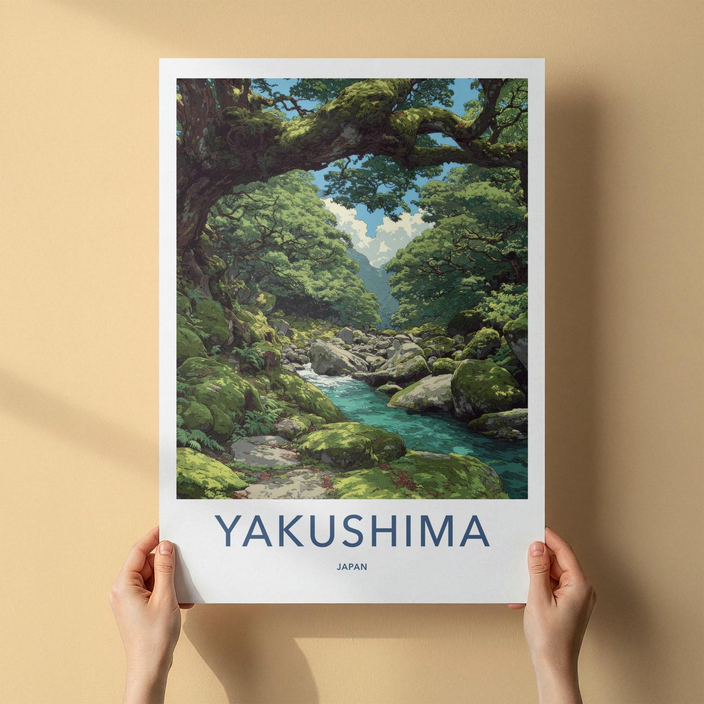 Yakushima Poster - Japan Wall Art - Mossy Forest Stream Home Decor