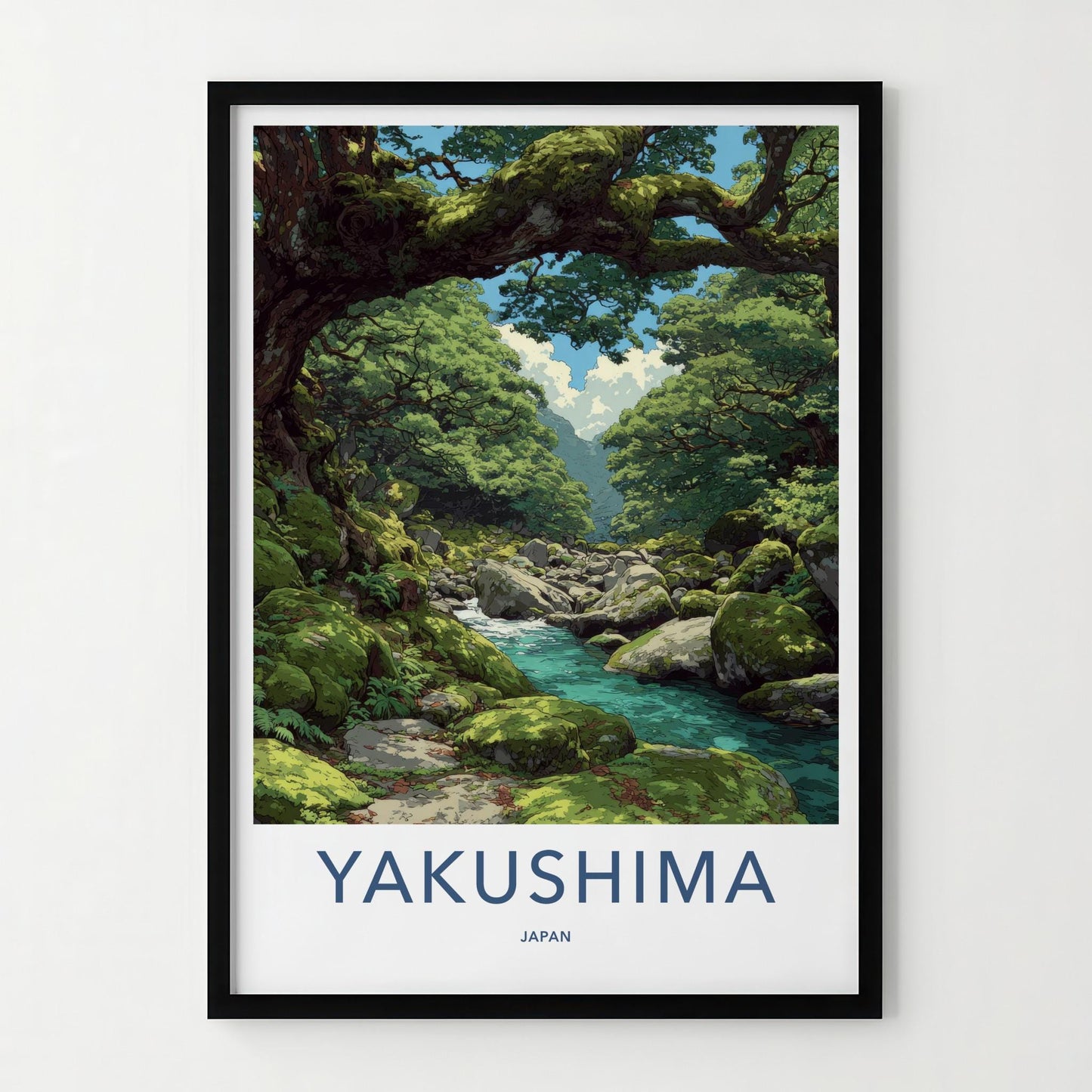 Yakushima Poster - Japan Wall Art - Mossy Forest Stream Home Decor