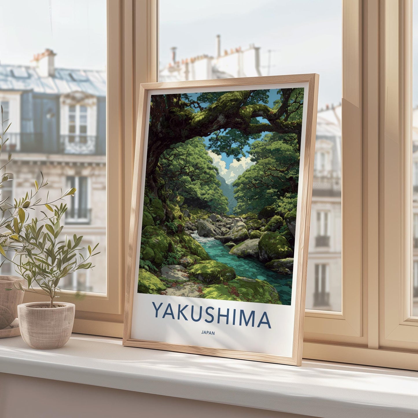 Yakushima Poster - Japan Wall Art - Mossy Forest Stream Home Decor