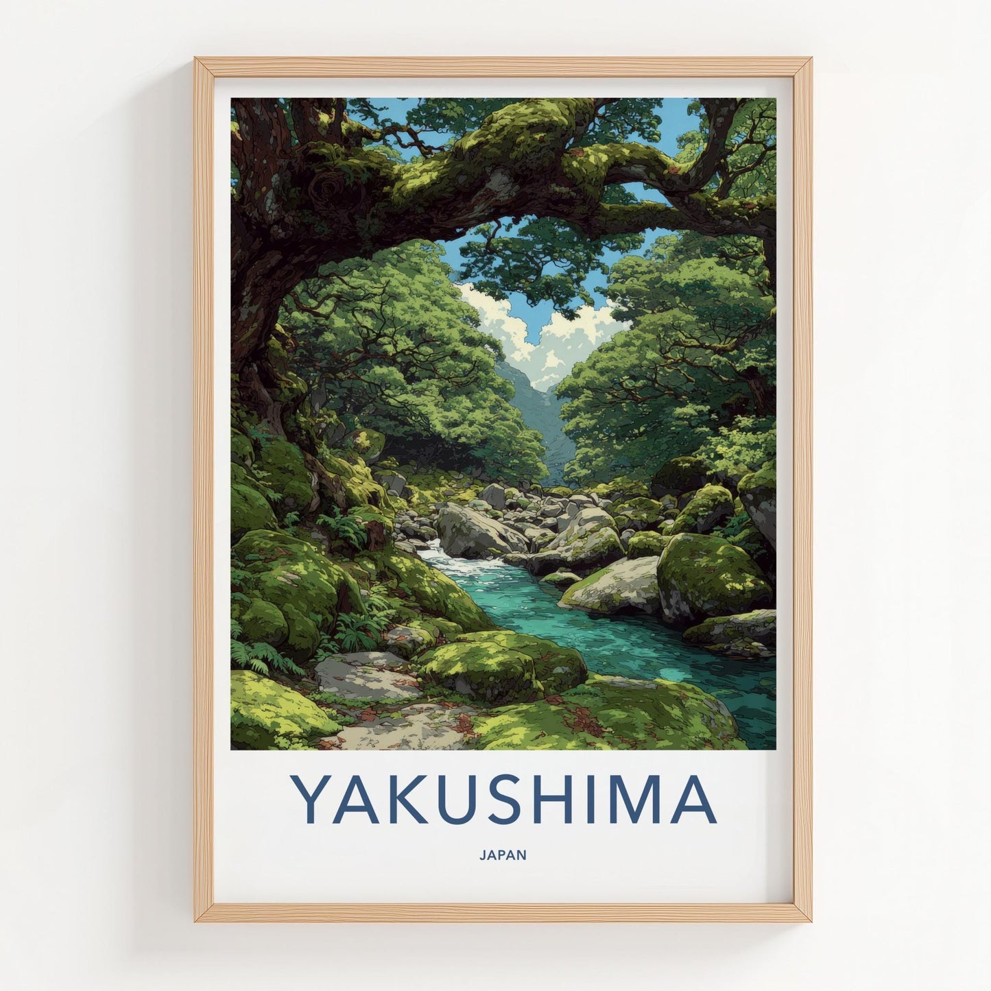 Yakushima Poster - Japan Wall Art - Mossy Forest Stream Home Decor