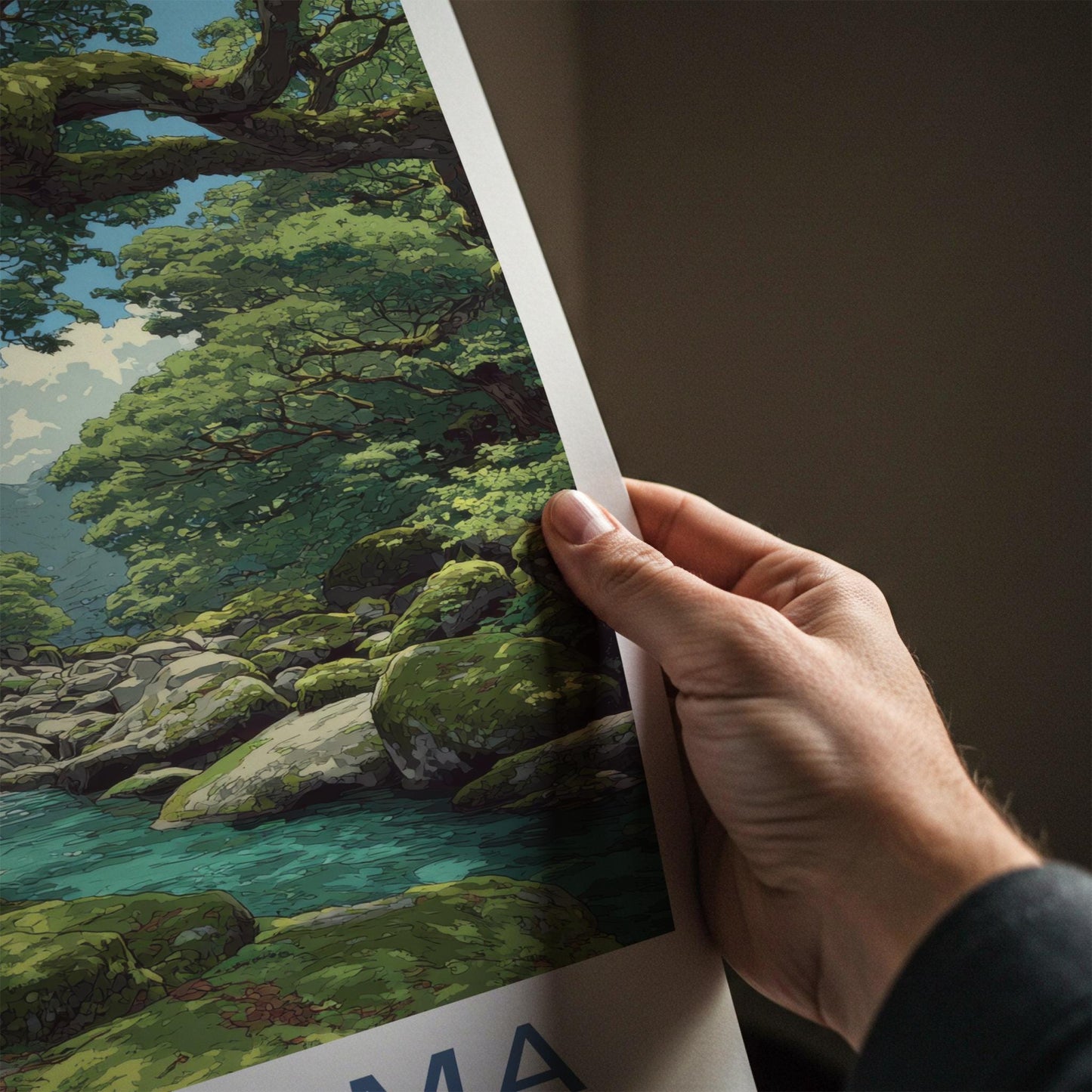 Yakushima Poster - Japan Wall Art - Mossy Forest Stream Home Decor