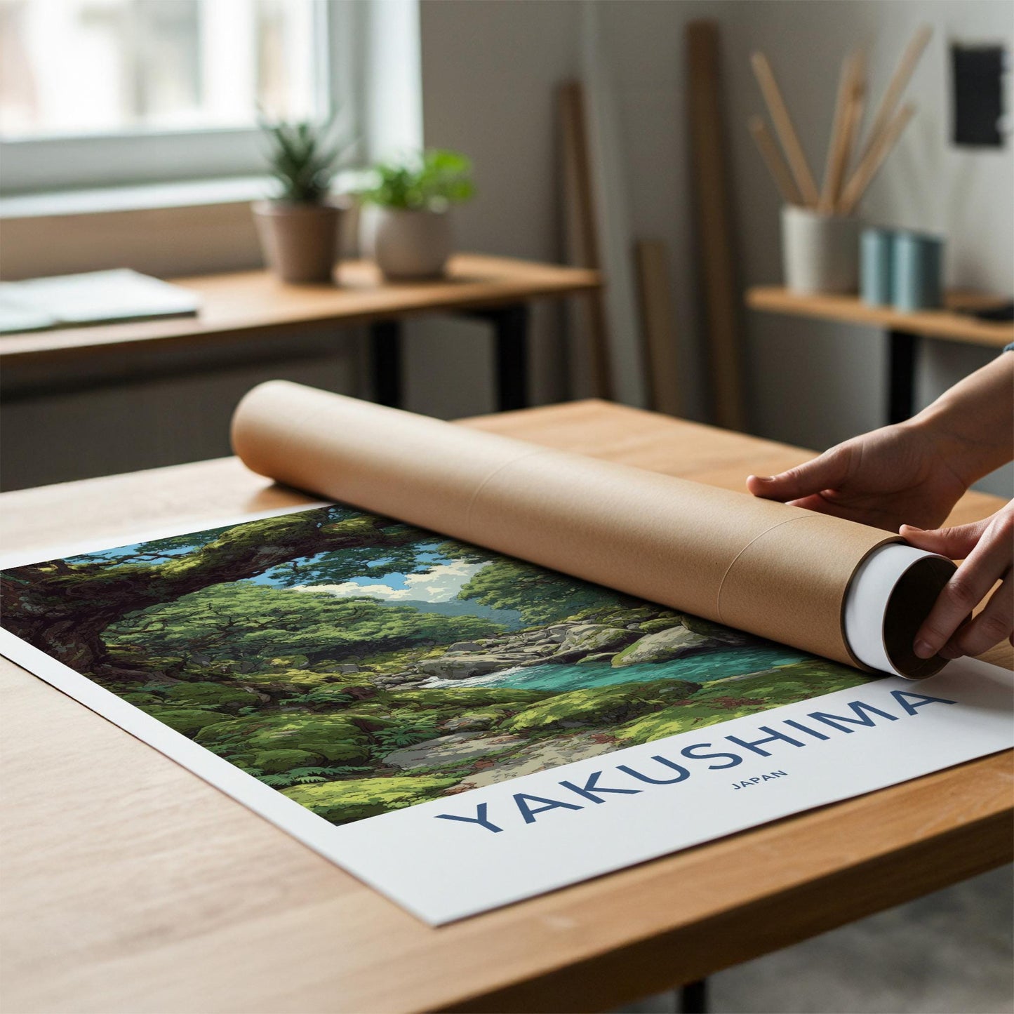 Yakushima Poster - Japan Wall Art - Mossy Forest Stream Home Decor