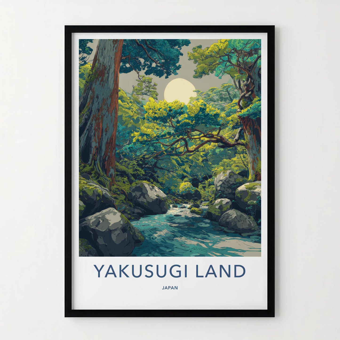 Yakusugi Land Poster Japan Forest Stream Moon Wall Decor