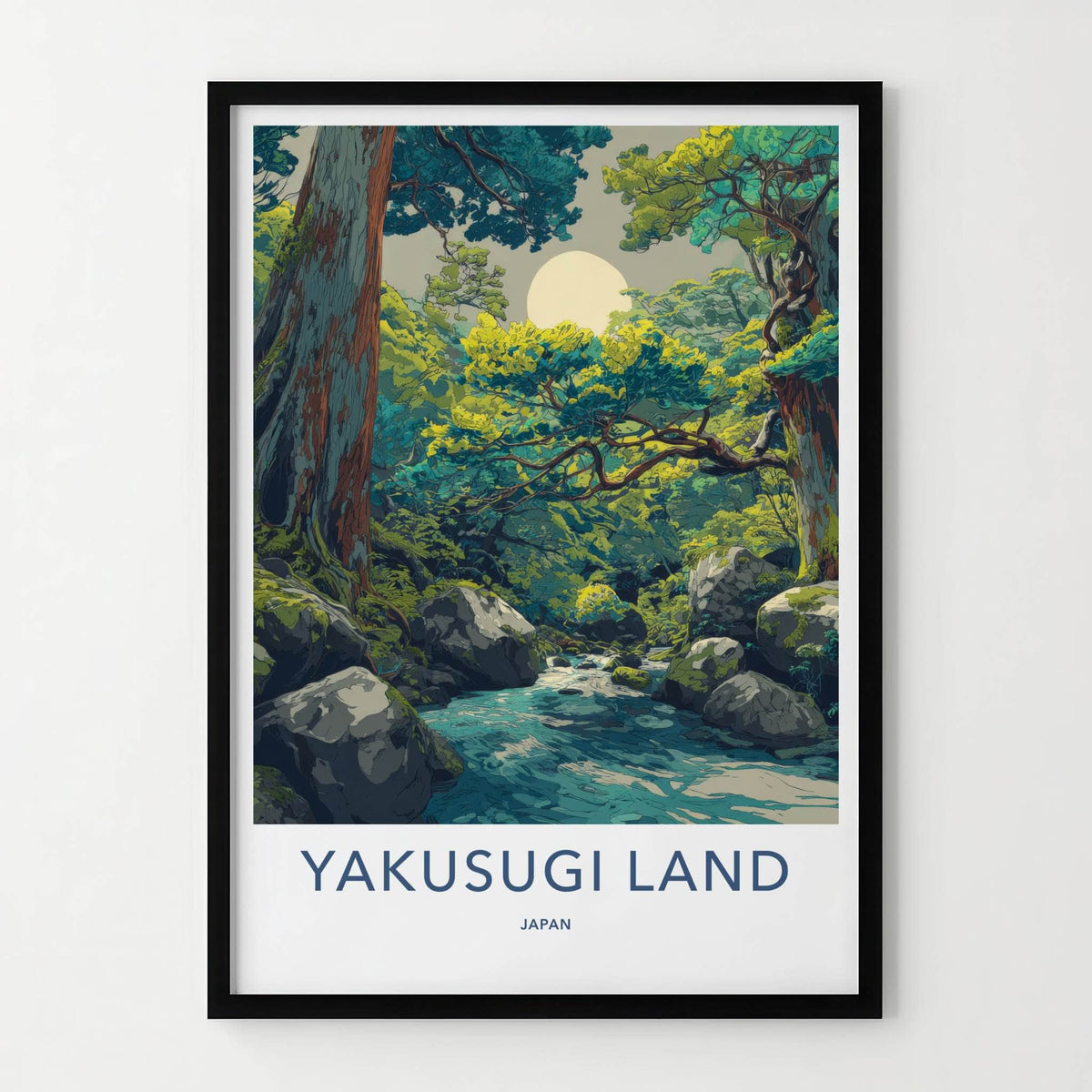 Yakusugi Land Poster Japan Forest Stream Moon Wall Decor