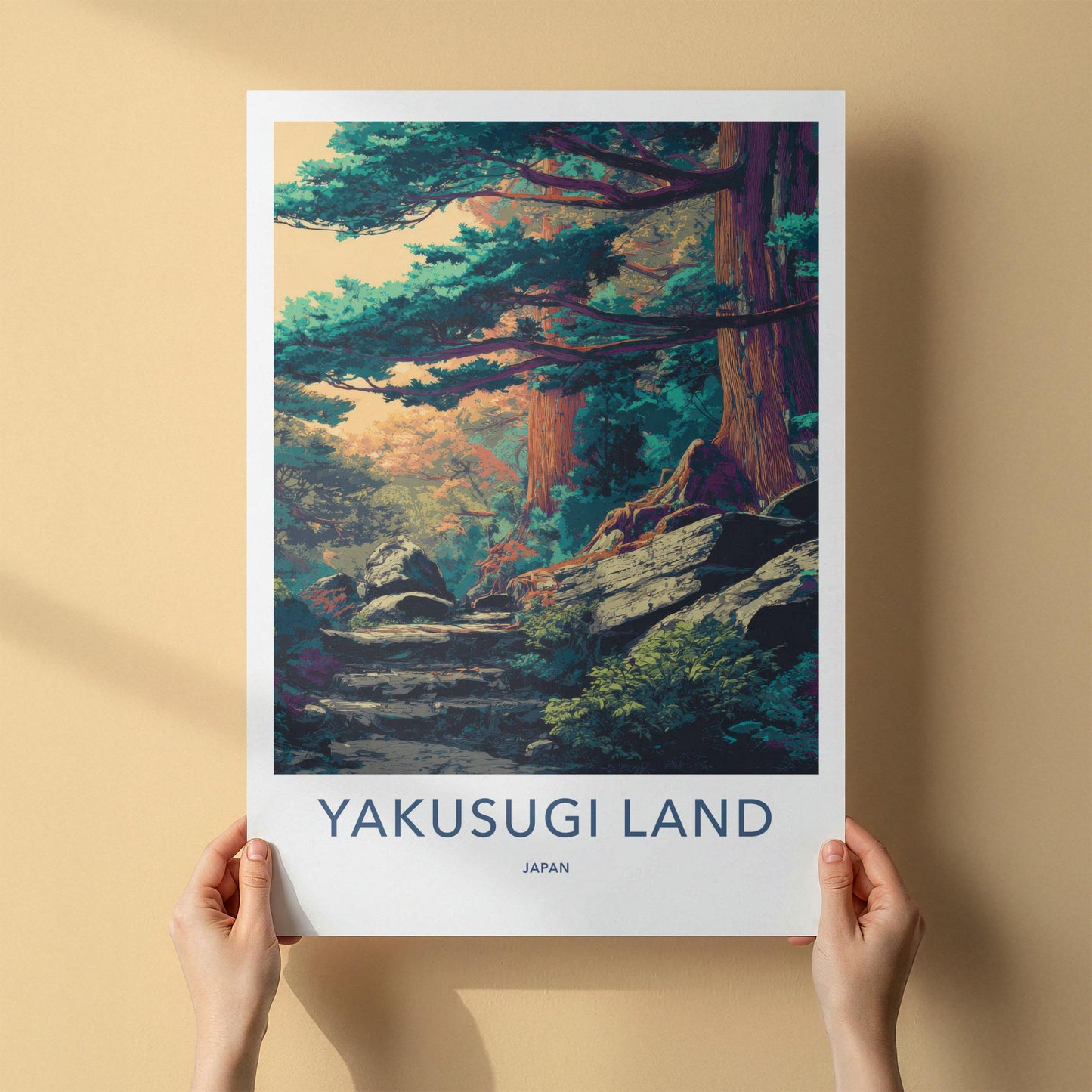 Yakusugi Land Poster - Japan Travel Art - Ancient Forest Path Home Decor