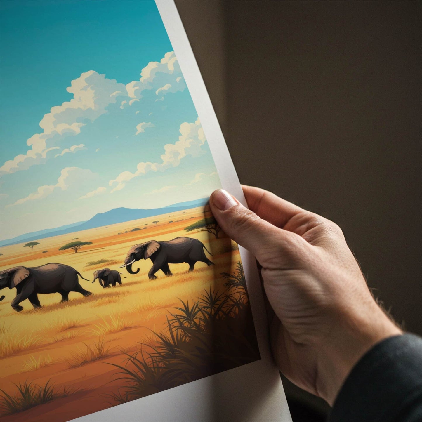 Yala National Park Poster - Sri Lanka Travel Art - Elephants Savannah Sun Home Decor