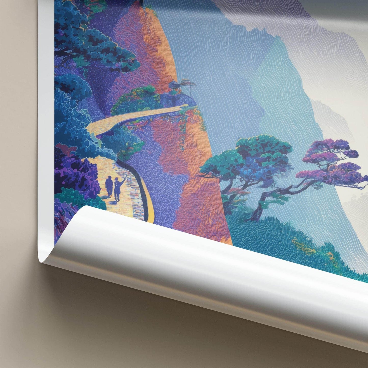 Yamadera Poster - Japan Travel Art - Mountain temple path Home Decor