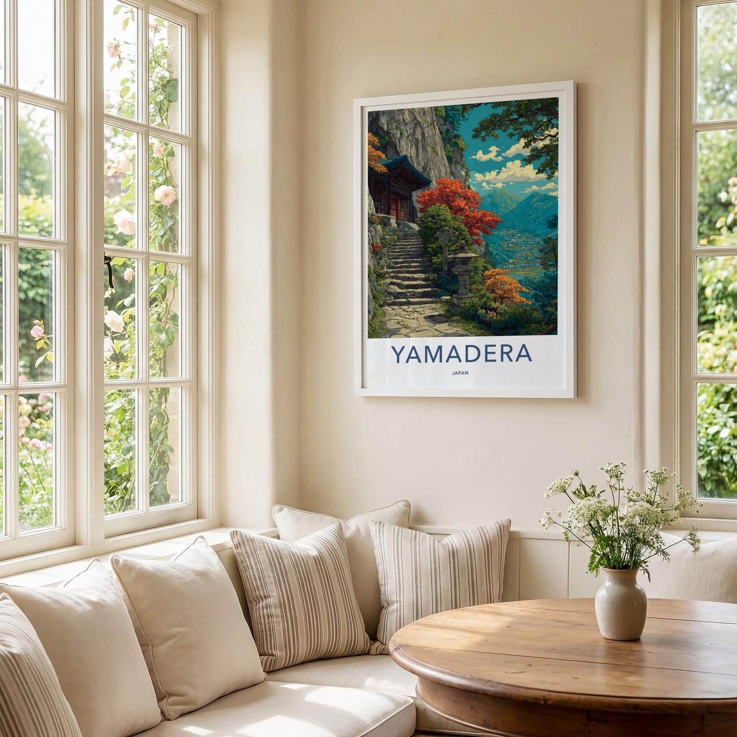 Yamadera Poster - Japan Travel Art - Mountain Temple Steps Wall Decor
