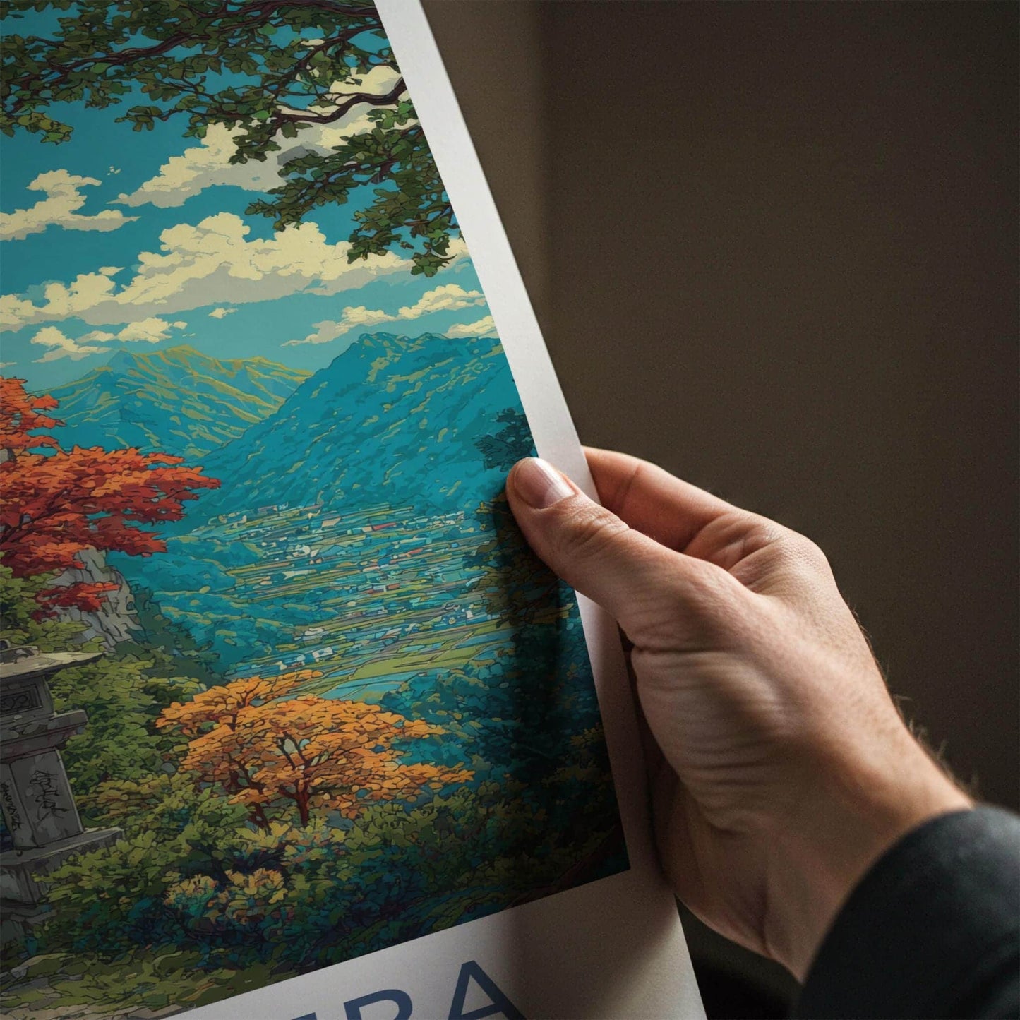 Yamadera Poster - Japan Travel Art - Mountain Temple Steps Wall Decor
