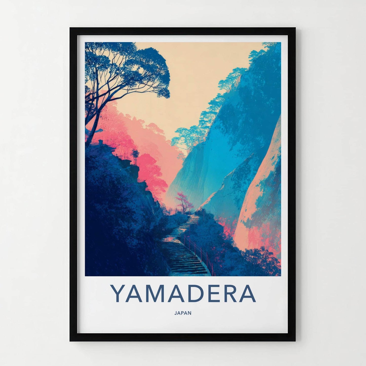 Yamadera Poster - Japan Travel Art - Vibrant Mountain Pathway Home Decor