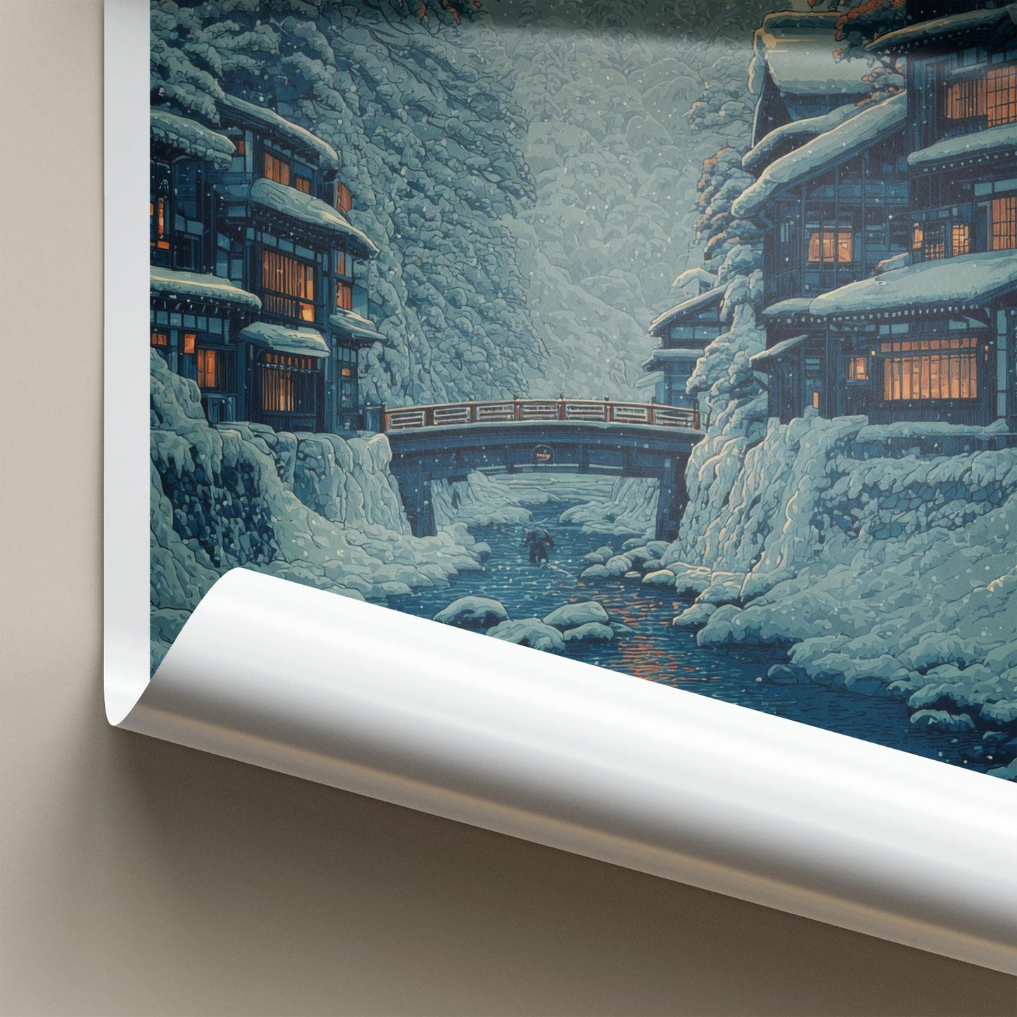 Yamagata Poster - Japan Travel Art - Snowy River Village Home Decor
