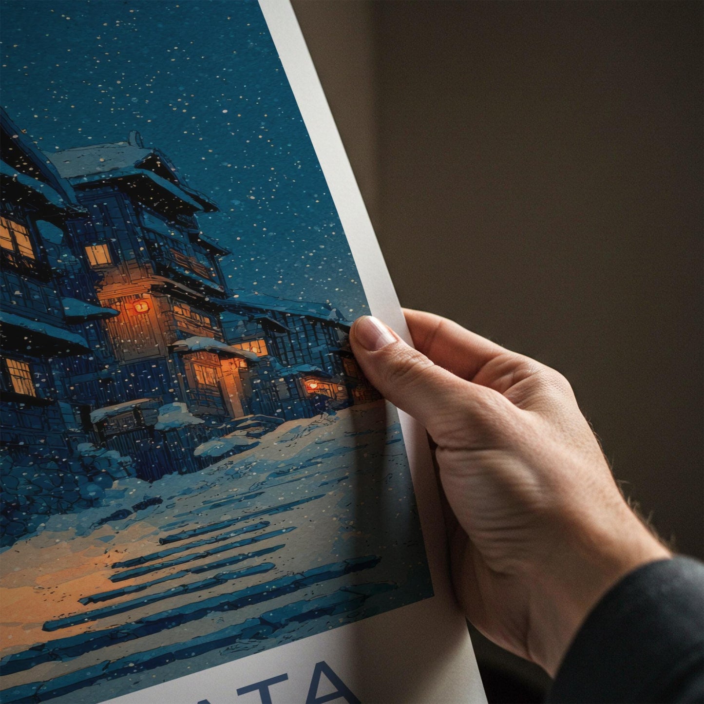 Yamagata Poster - Japan Wall Art - Glowing Winter Village Home Decor