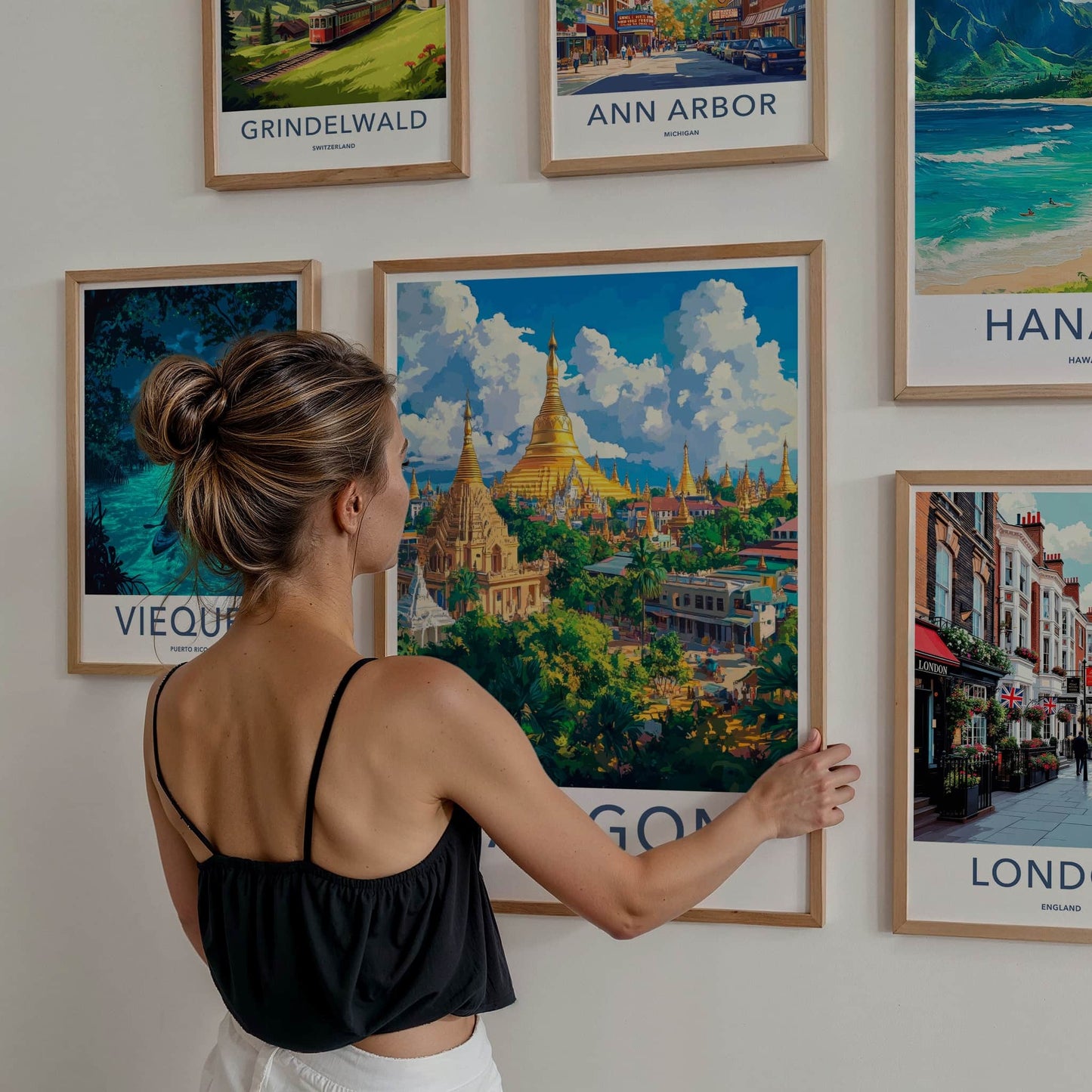 Yangon Poster - Myanmar Wall Art - Golden Pagoda City Home Decor