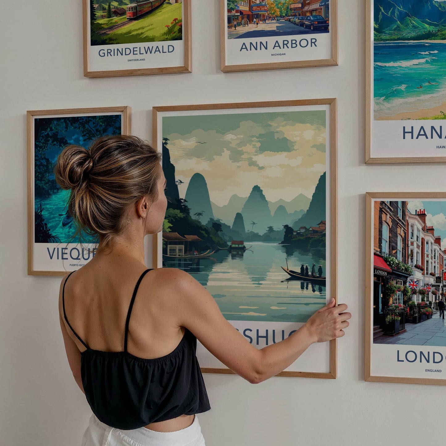 Yangshuo Poster - China Travel Art - Scenic River Landscape Home Decor