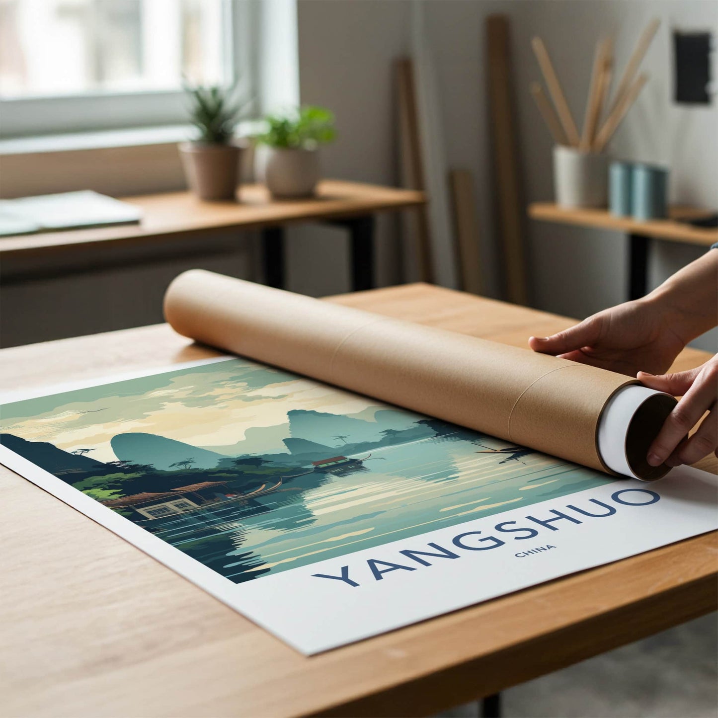 Yangshuo Poster - China Travel Art - Scenic River Landscape Home Decor