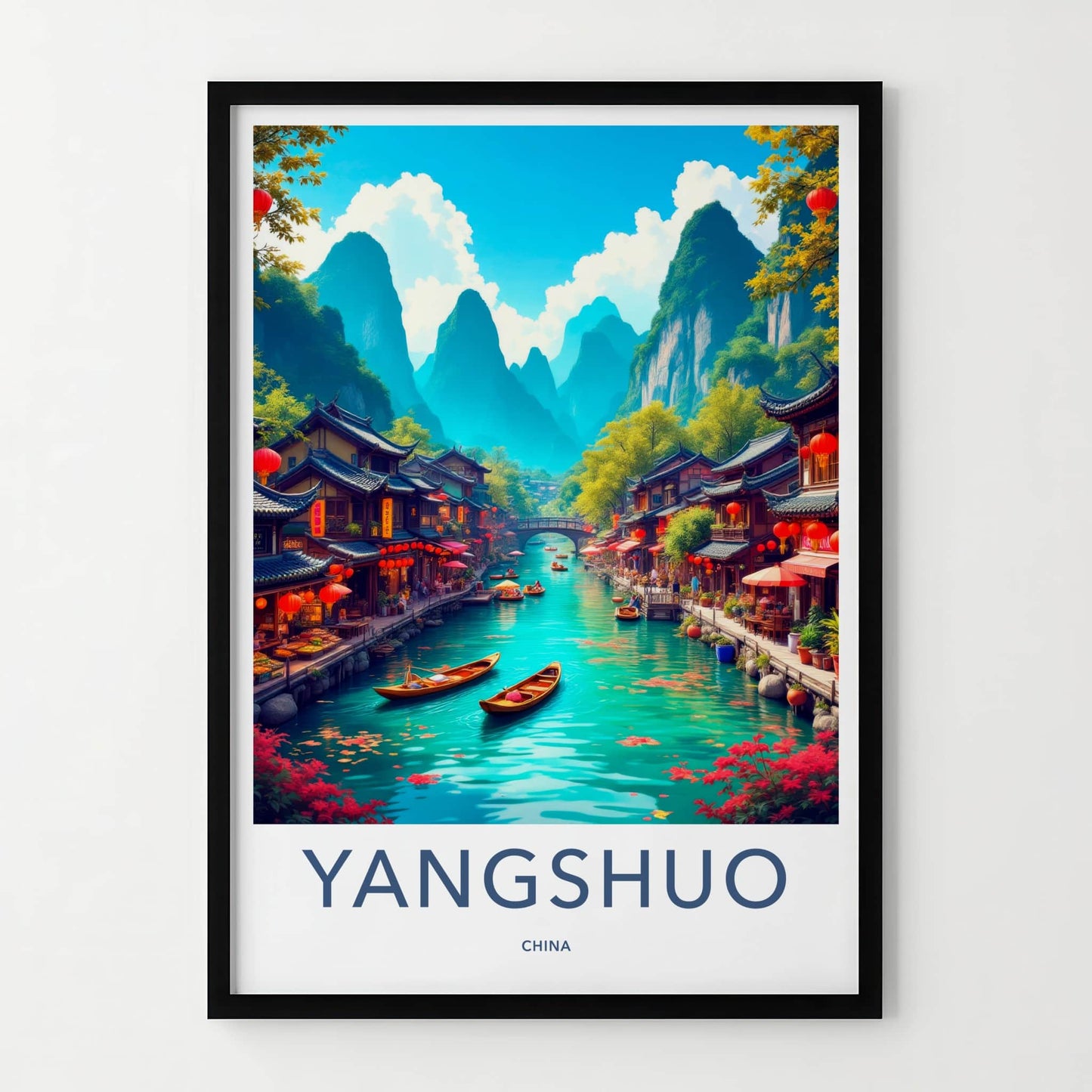 Yangshuo Poster - China Wall Art - Vibrant River Scene Home Decor