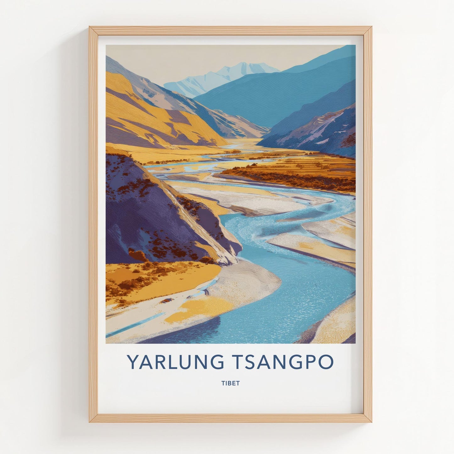 Yarlung Tsangpo Poster - Tibet Travel Art - Winding River Canyon Home Decor